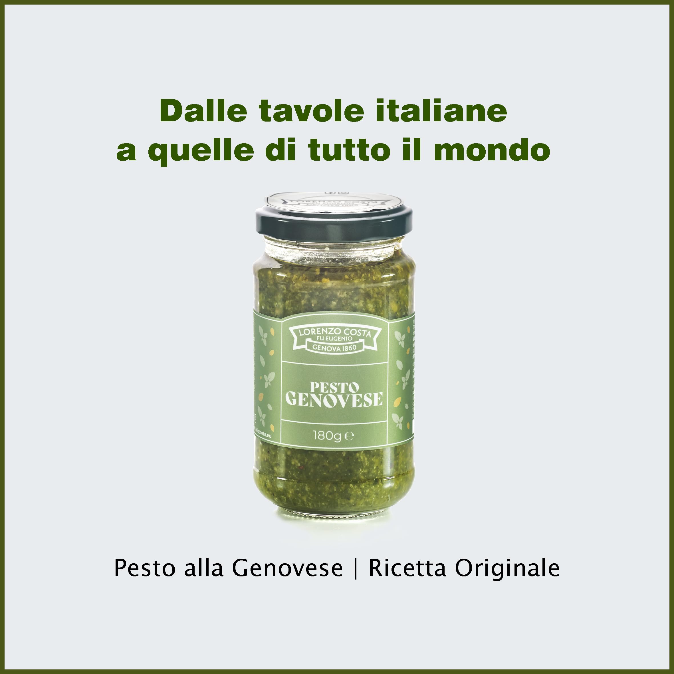 LORENZO COSTA FU EUGENIO Pesto alla genovese | Pesto Genovese artigianale | Pesto alla Genovese Artigianale | Pesto Ligure | Sughi Pronti Per la Pasta | Vasetto da 185gr (4 Pezzi)