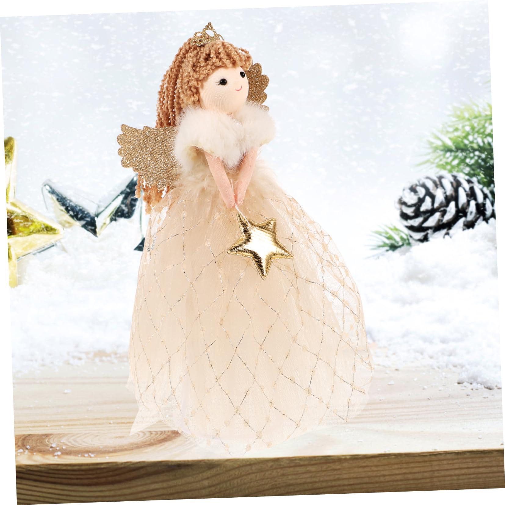 Adorno para Árbol De Navidad Ángel Dorado Decoración De Mesa Figura Encantadora para Fiesta