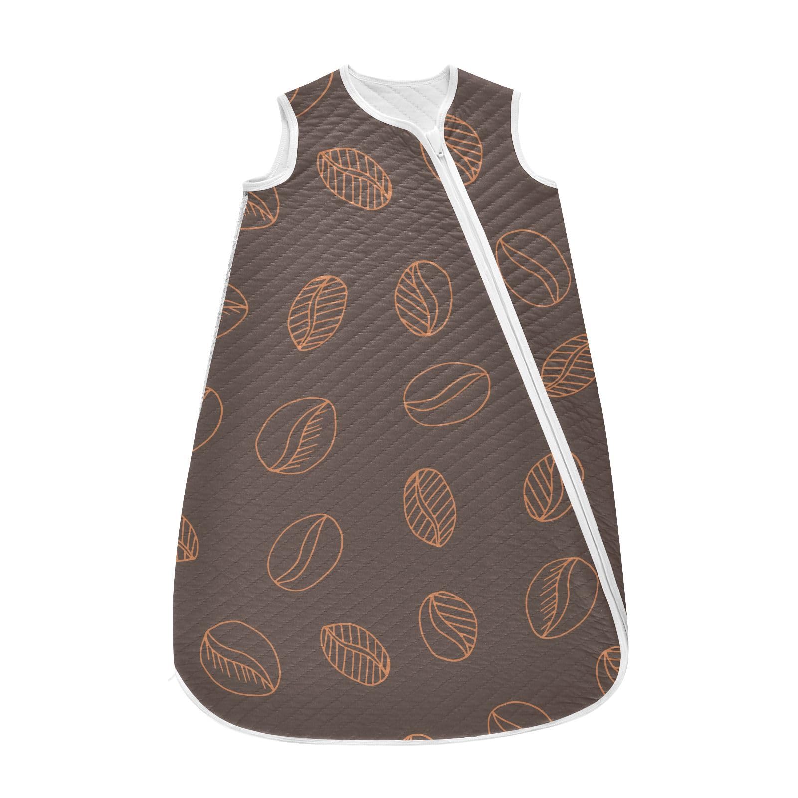 vvfelixl Coffee Bean Baby Sleeping Bag Sleep Sack,Baby Wearable Blanket Sleep Suit for 0-6 Months