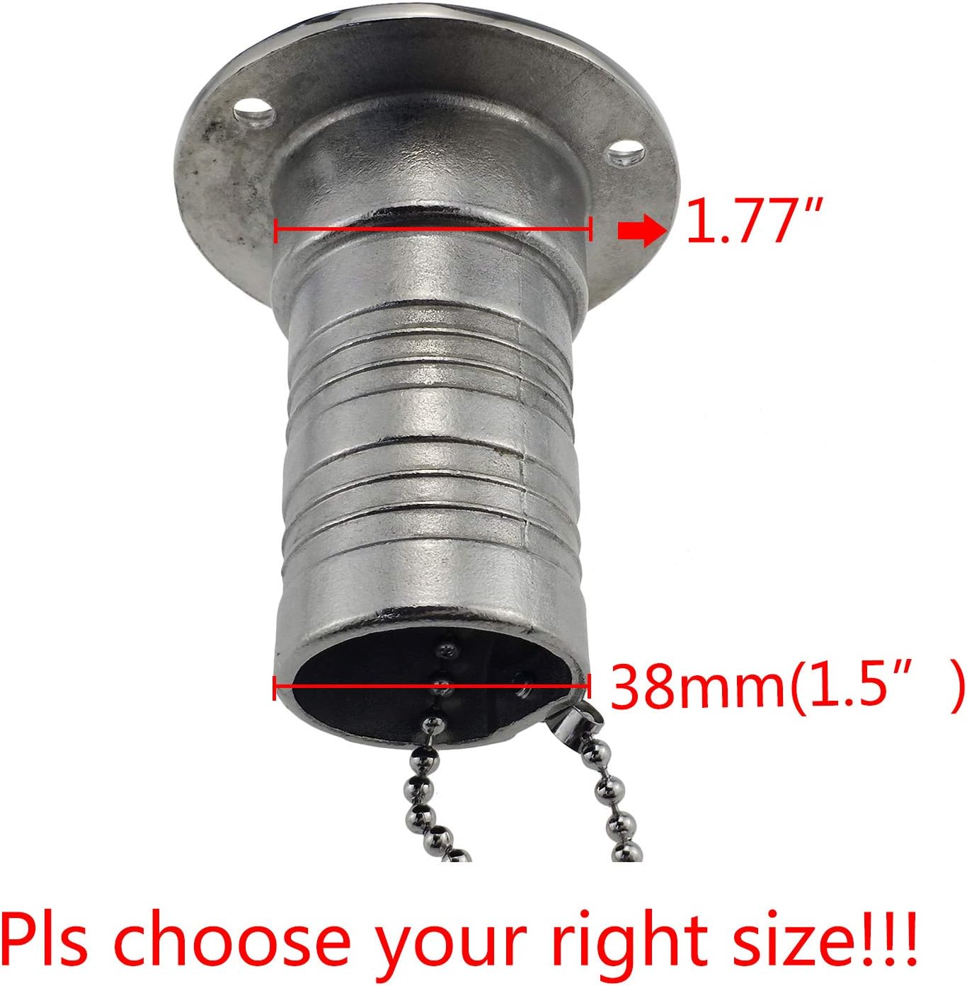 keehui New Casting Mirror- Polished 316 SS for 1-1/2''(38MM) Marine Boat Yacht Caravan -Metal Letter Water Tank Deck Fill Filler with Key Cap and Key