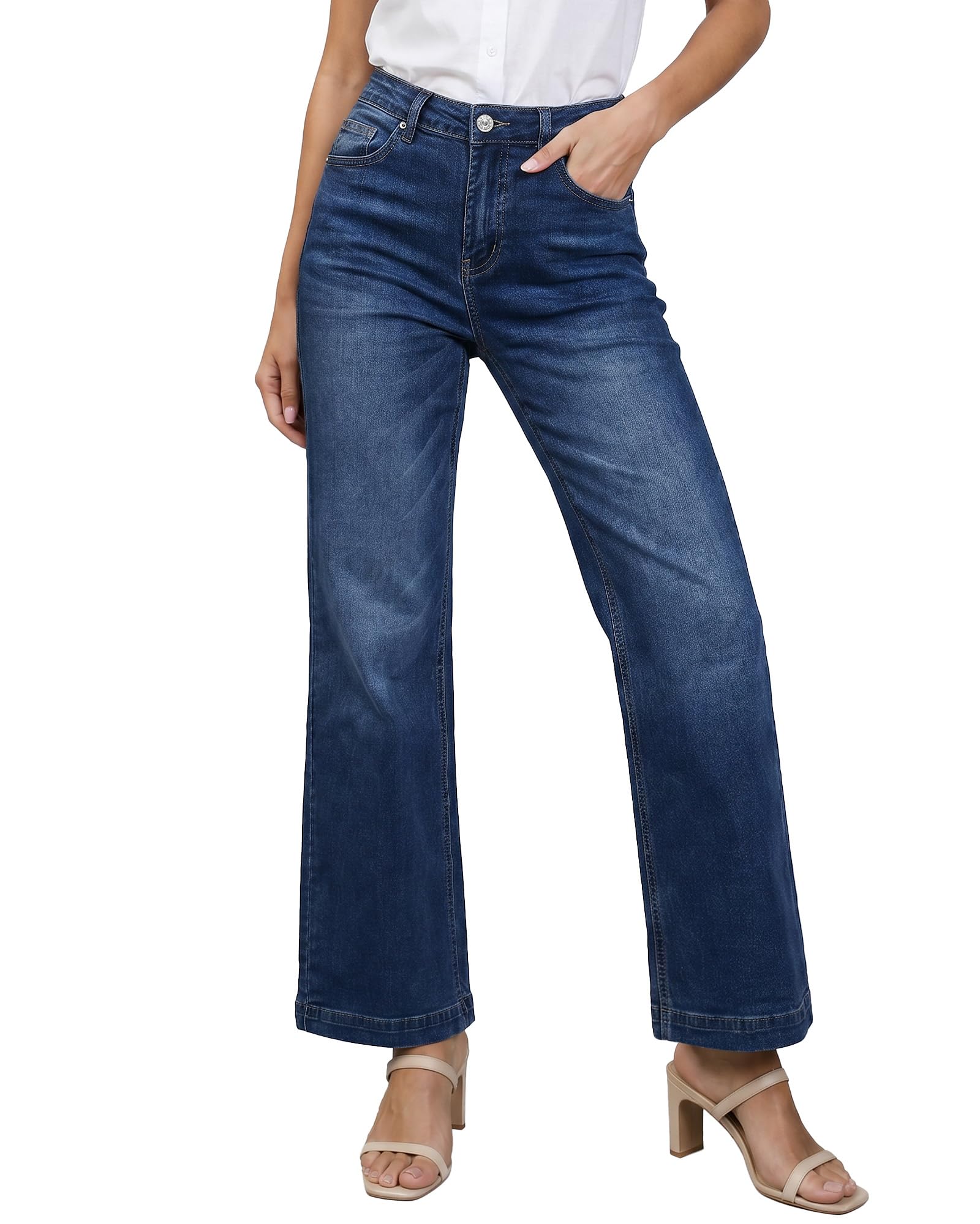 GRAPENT Flare Wide Leg Jeans