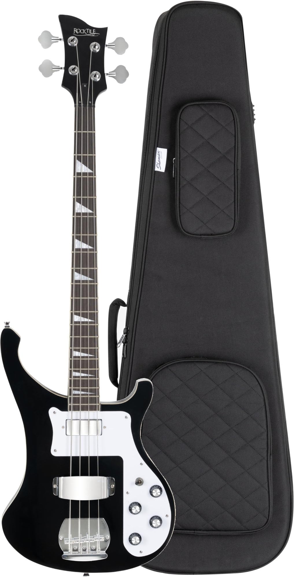 Rocktile Pro RB-400B Blackbird E-Bass Set Gigbag (Longscale, Humbucker, Single Coil, manche collée) noir