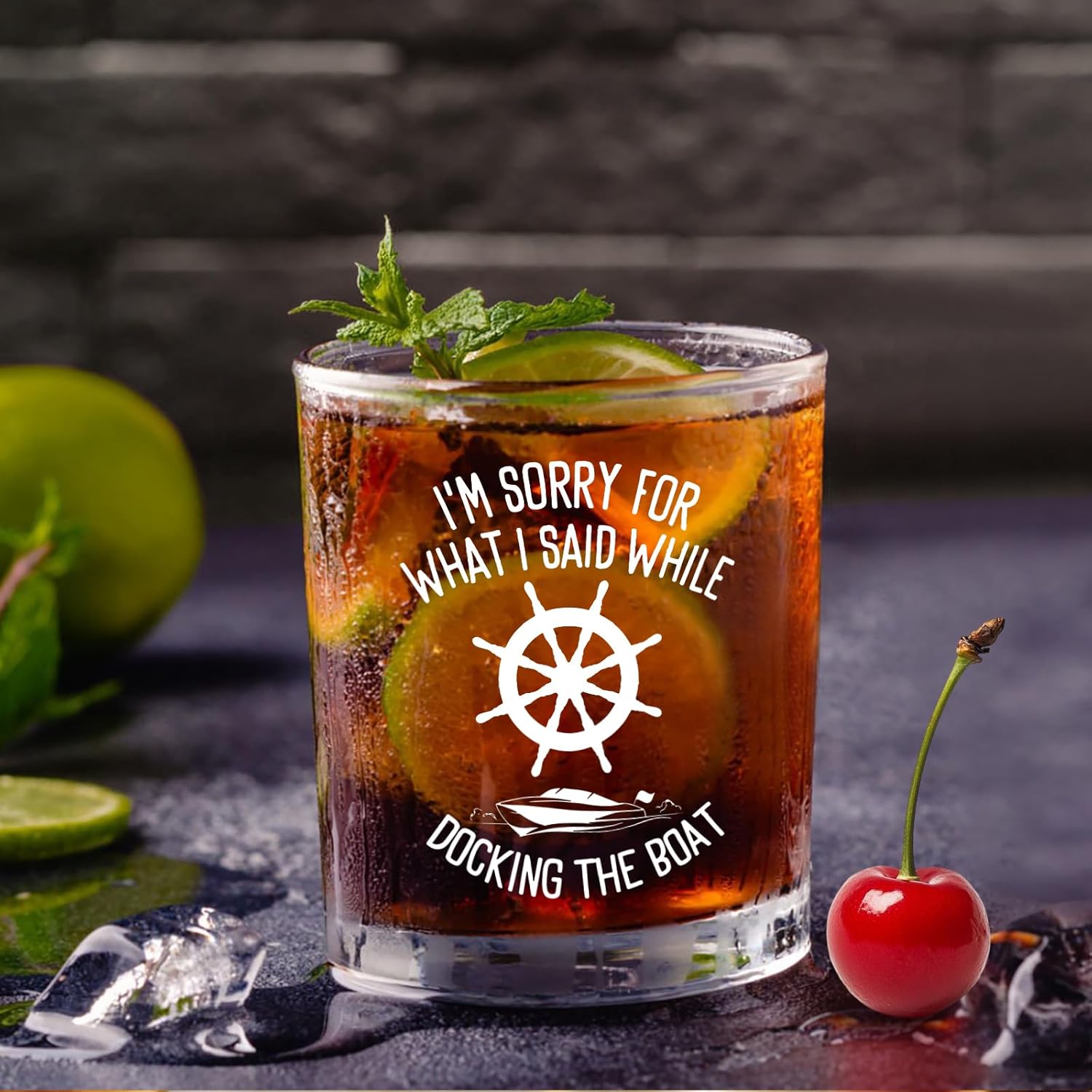 Voatok Boat Gifts Whiskey Glasses 10 oz, Boat Gifts for Captain Owners Men, Nautical Gift Old Fashioned Rocks Glasses for Men Drinking Scotch Bourbon Cocktail Liquor Vodka - Image 6