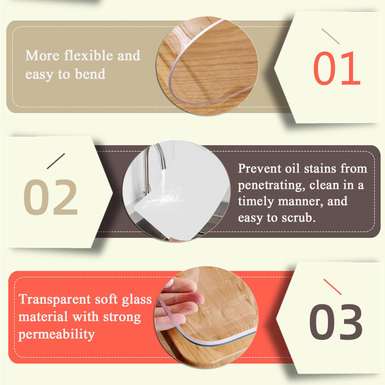 Sous-main de bureau en PVC transparent imperméable pour la maison et le bureau, tapis de table en tissu doux transparent personnalisable, 70 x 100 cm, 2 mm d'épaisseur