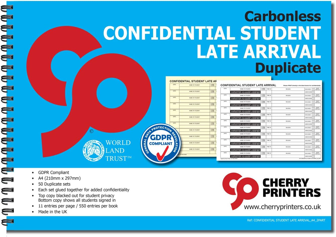 Cherry Printers Carbonless NCR Confidential Student Late Arrival ...