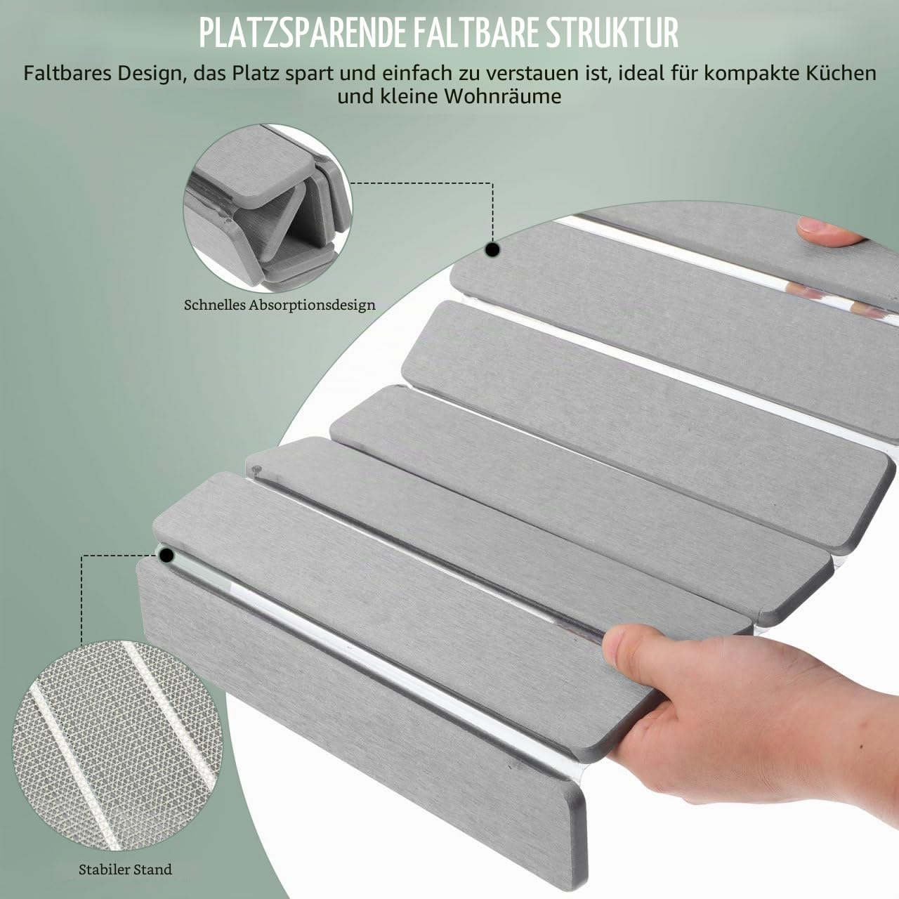 Tofficu Abtropfmatte Für Die Küchentheke 15.75X11.81In Faltbare Kieselgur Trockenmatte Mit Hitzeschutz Antirutsch Wasserabsorbierende Küchenunterlage Zum Geschirr Trocknen