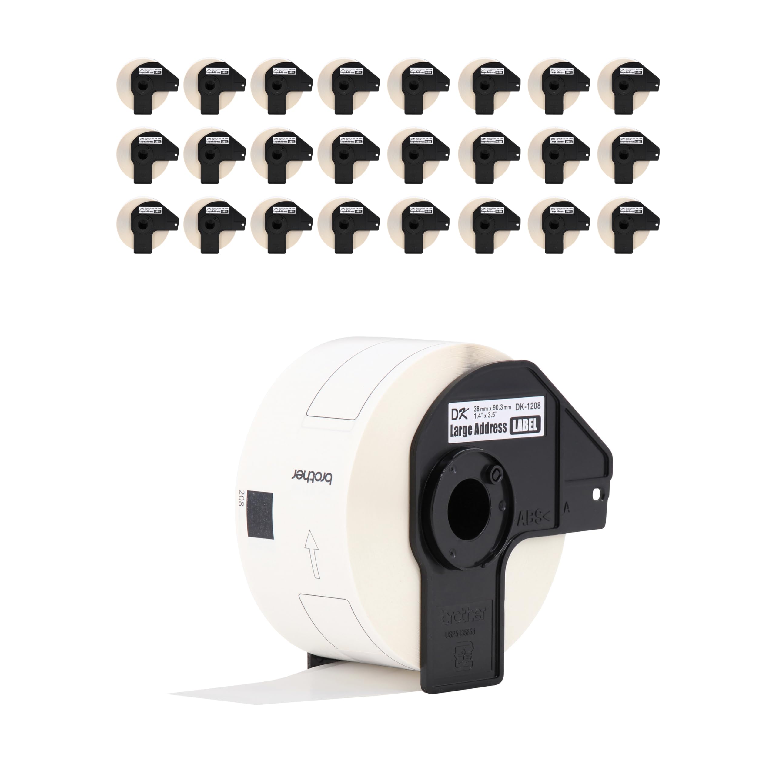 Brother Genuine DK-120824PK Die-Cut Large Address Labels, 1.4" x 3.5", Long Lasting Reliability, Paper Labels, 400 Labels per Roll, 24 Rolls per Box,