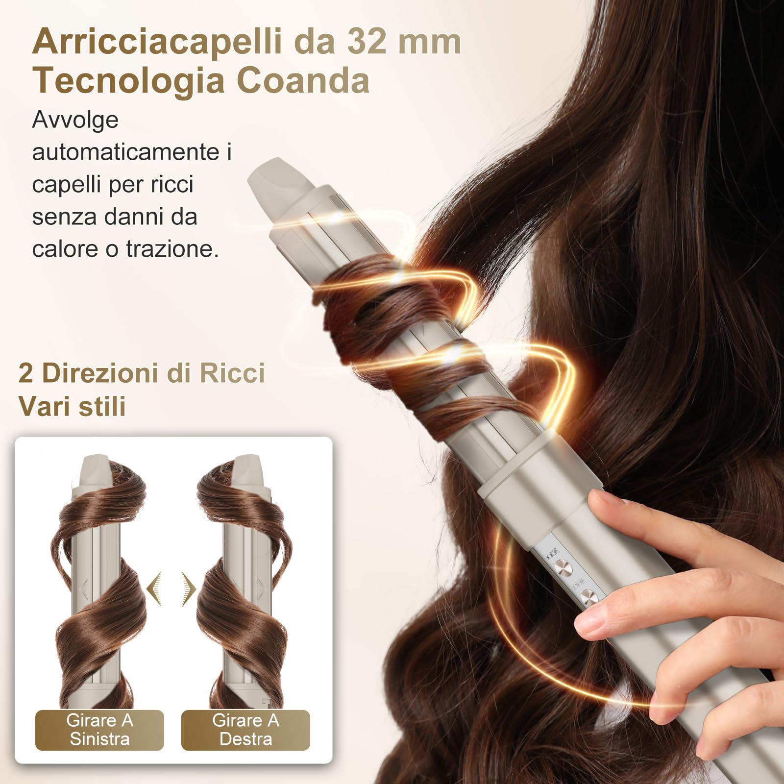 7MAGIC Air Styler 6 In 1, Asciugacapelli Ionico, Spazzola Rotante Per Capelli, Arricciacapelli Automatico, Spazzola Lisciante, Senza Danni Da Calore, Asciugatura Rapida, Con Borsa Da Viaggio