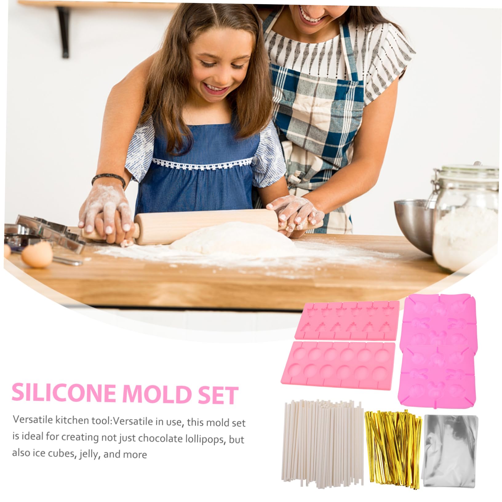Moule à Sucettes en Silicone Noël, Kit 1 Set, Formes Variées