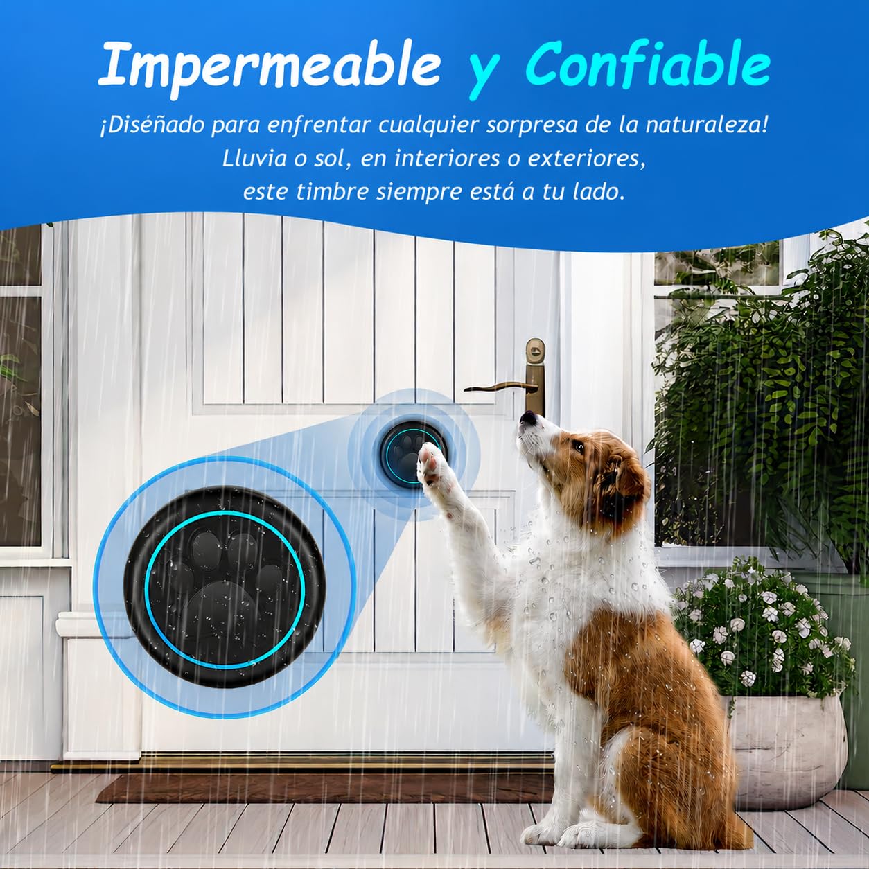 A6 BK Timbre para Perro para Salir al Exterior Inalámbrico 300 m – Timbre de Entrenamiento con LED, 60 Melodías, Impermeable para Educación Canina (1 Campana y 1 Receptor)