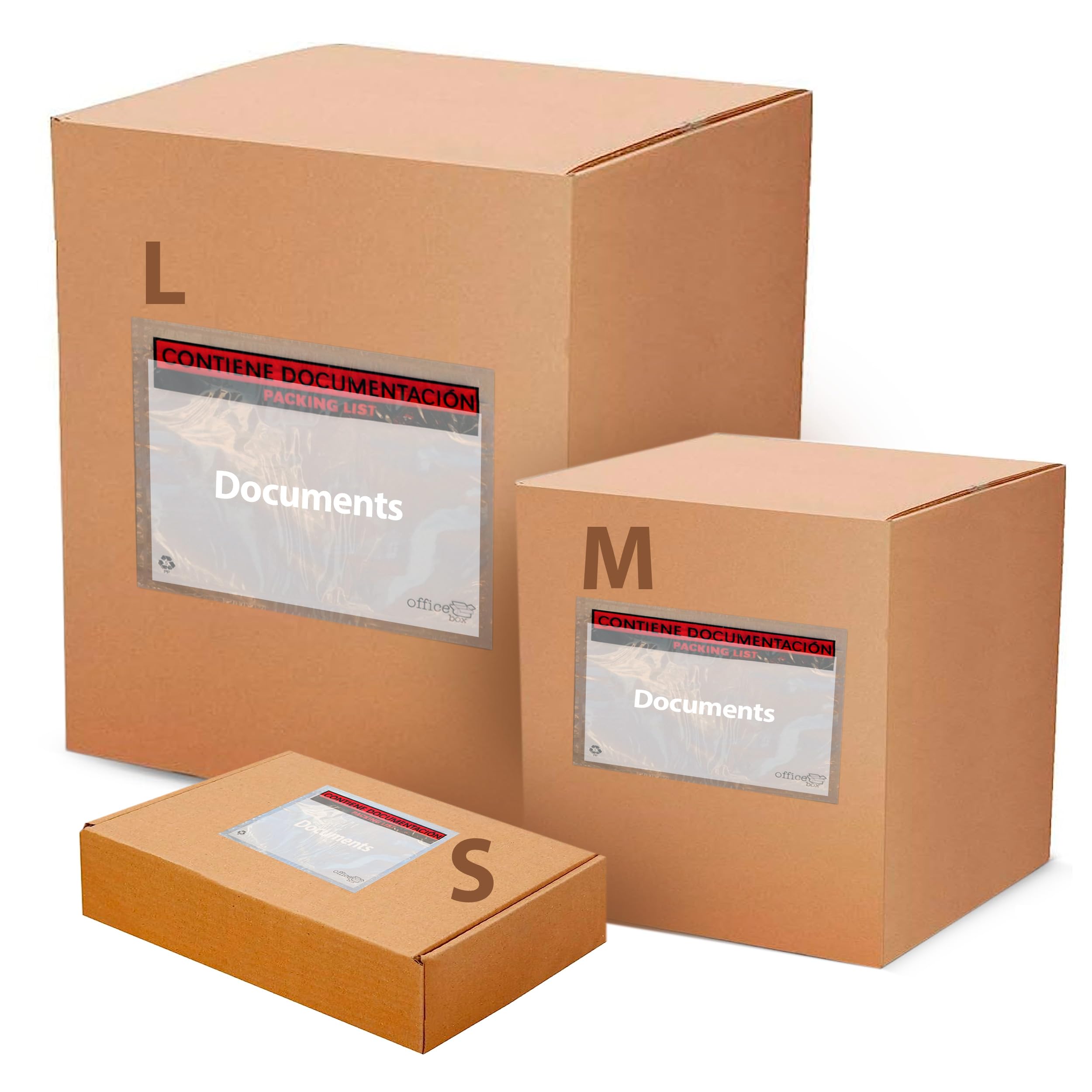 250 Sobres Adhesivos Porta Albaranes "CONTIENE PACKING LIST" - Tamaño L - para un A4 doblado en 2-24 x 18 cm. 100% Ecológico by Office Box.