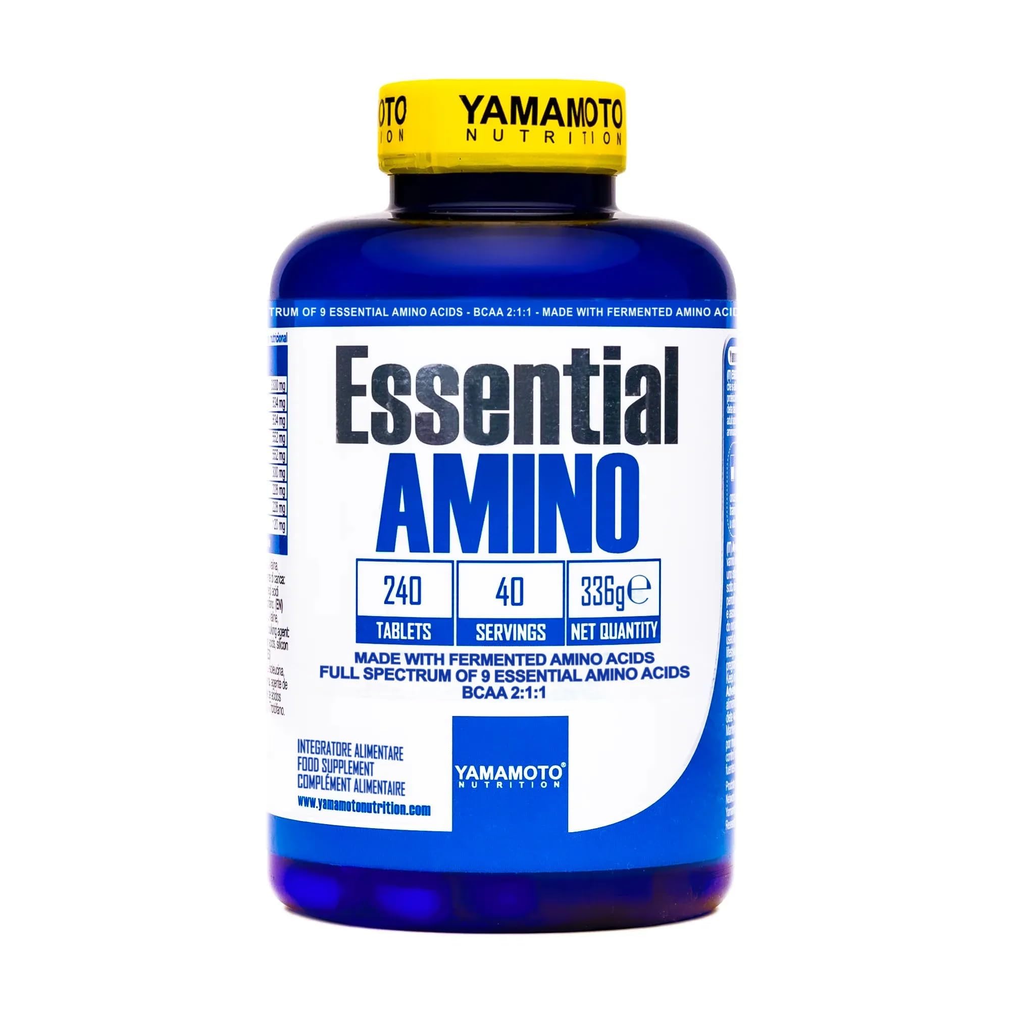 YAMAMOTO NUTRITION Essential AMINO 240 Compresse, Integratore di Amminoacidi Essenziali Fermentati EAA e Ramificati BCAA 2:1:1, Integratore per Sportivi