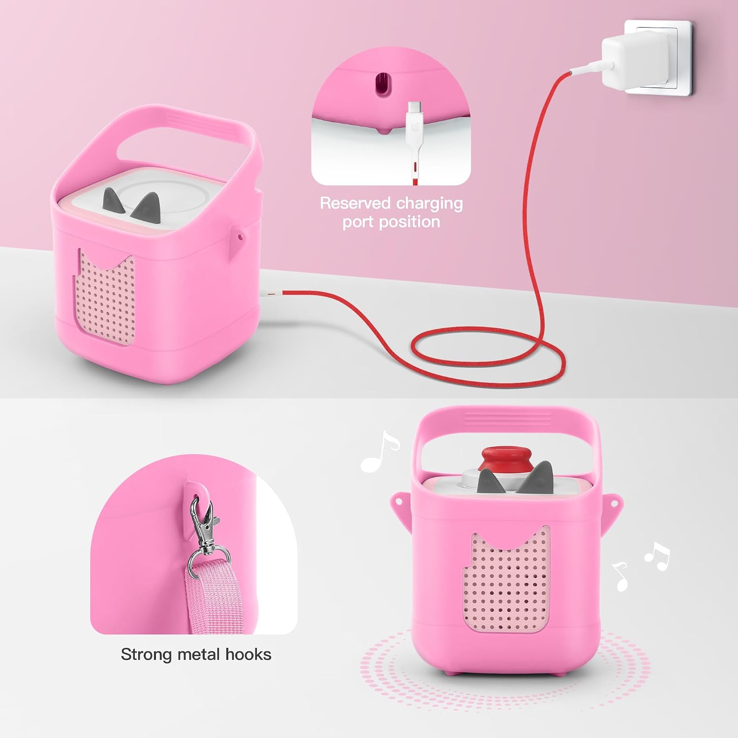 Silicone Case for Toniebox 2 Audio Player,Portable Durable Soft Anti-Slip Earthquake-Proof Protective Sleeve (Pink)