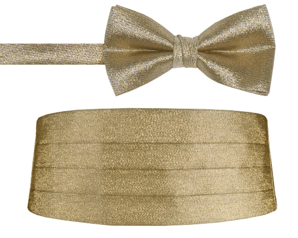 ez tuxedo Gold Metallic Bow Tie and Cummerbund Set for Men and Boys-picture-42