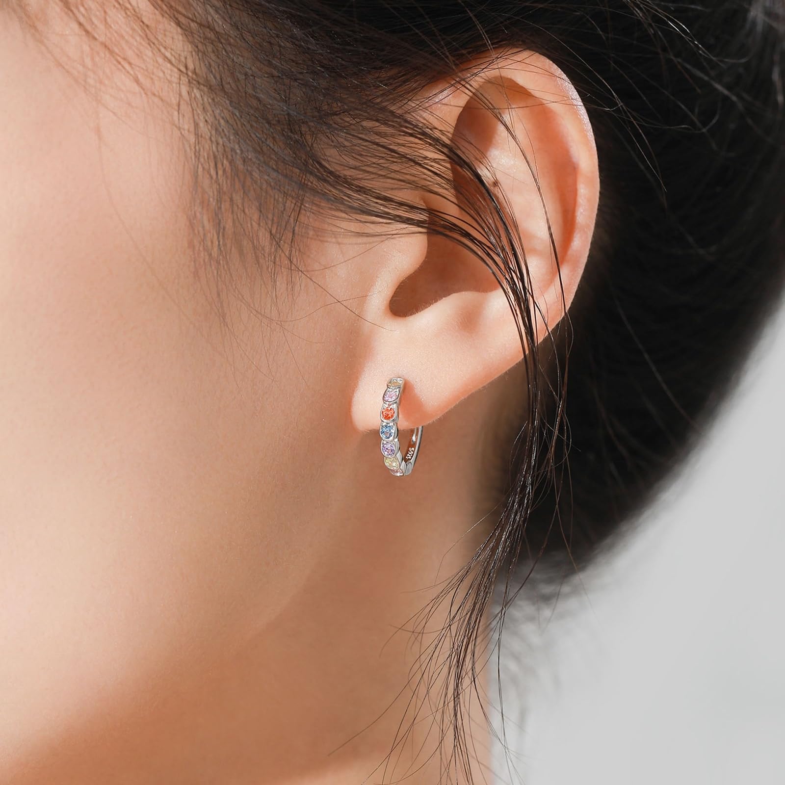Wycian Pendientes de oro auténtico para mujer, piedras preciosas coloridas, pendientes dorados para mujer, piedras preciosas coloridas