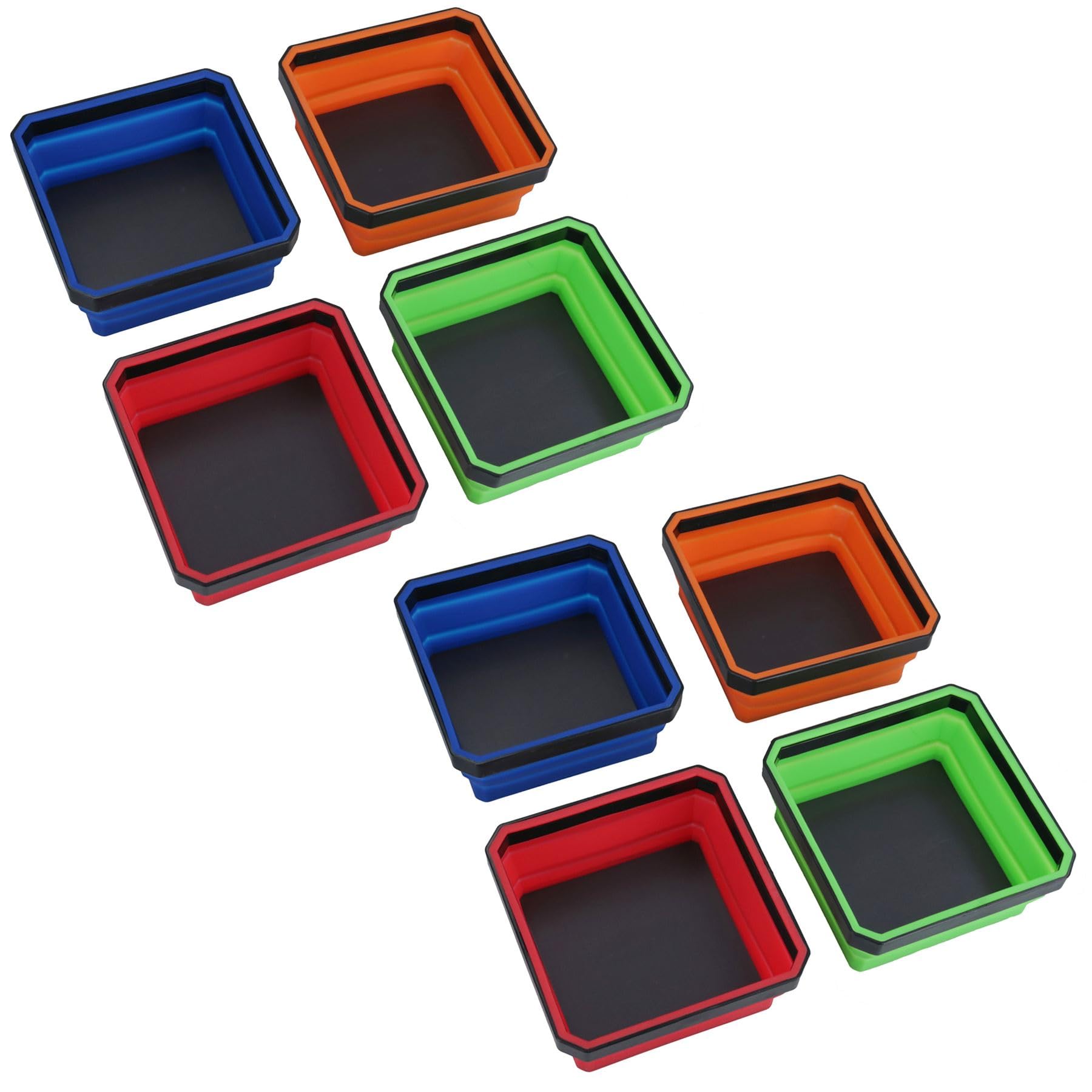 Collapsible Magnetic Parts Tray Dish Storage Bowl Holder Plastic Multicoloured 8pc