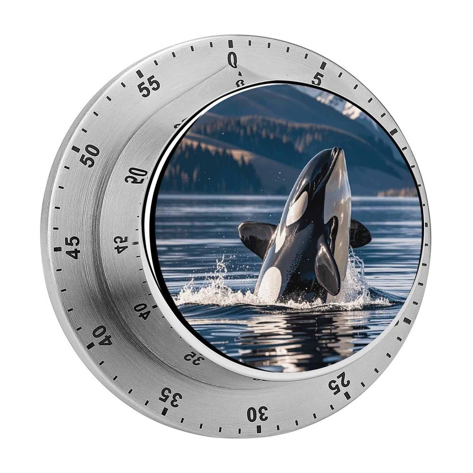 Orca Killer Whale Kitchen Timer for Cooking Chef Cooking Magnetic Timer Loud Alarm Mechanical Desk Stainless Countdown Reminder