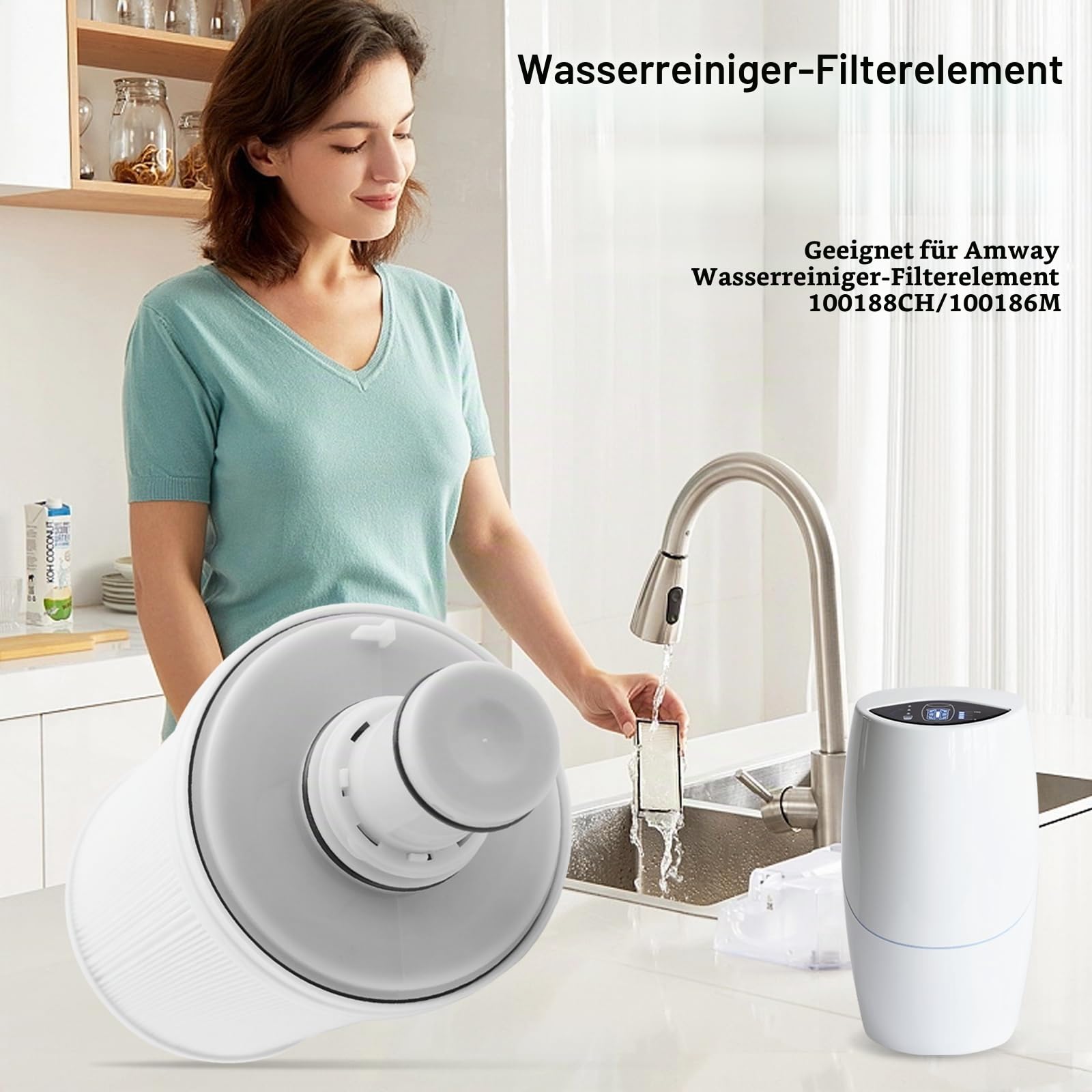 Wasserfilter Kompatibel mit Amway espring 100186M/100188CH, HEPA Aktivkohle-Filtration, Hochpräzise Aktivkohle Filterkartusche, Wasserfilter Kartuschen, Verbesserte Wasserqualität