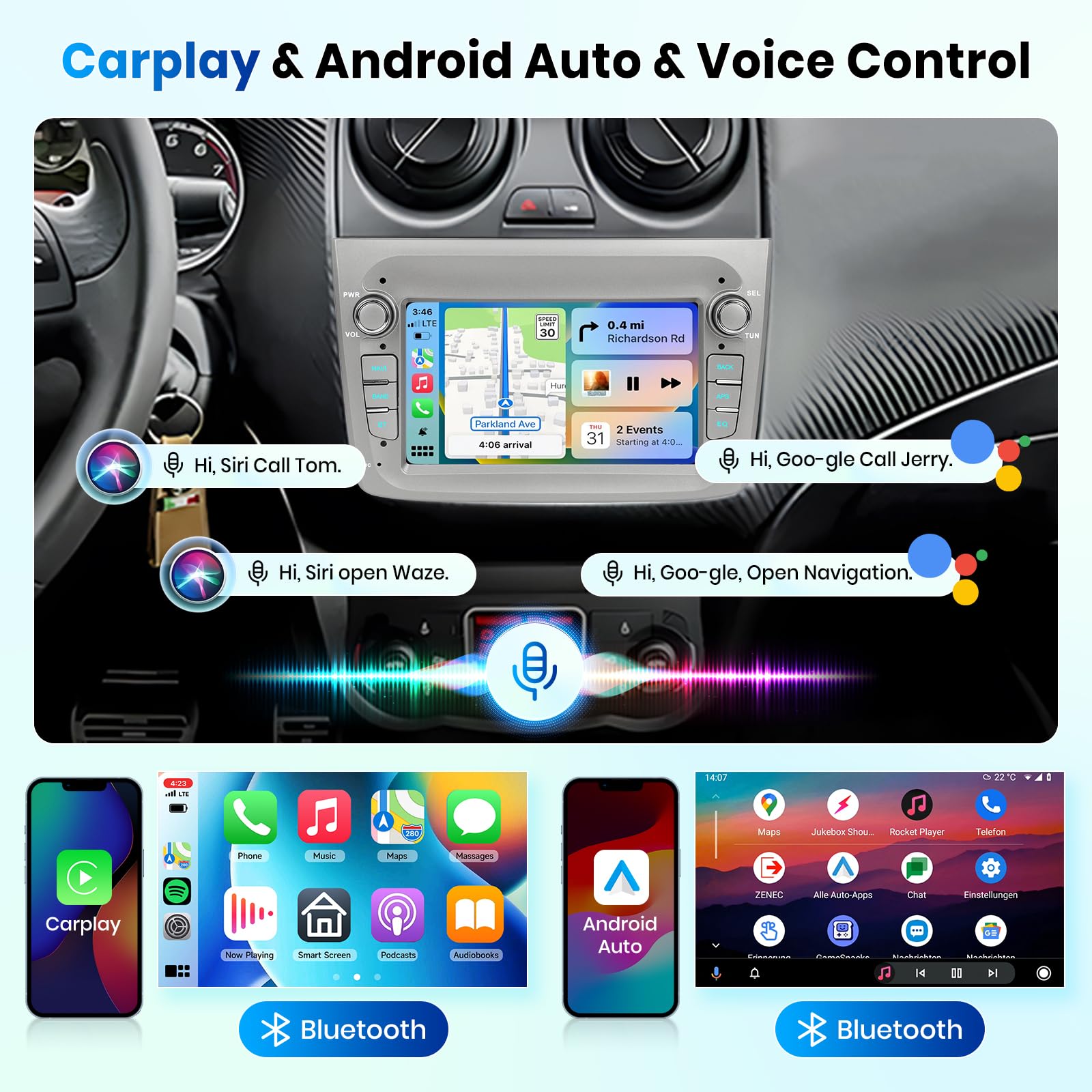 Autoradio Android 7 Pouces Pour Alfa Romeo Mito 2008-2016 - 2Go+64Go, CarPlay/Android Auto Sans Fil, GPS, Caméra De Recul