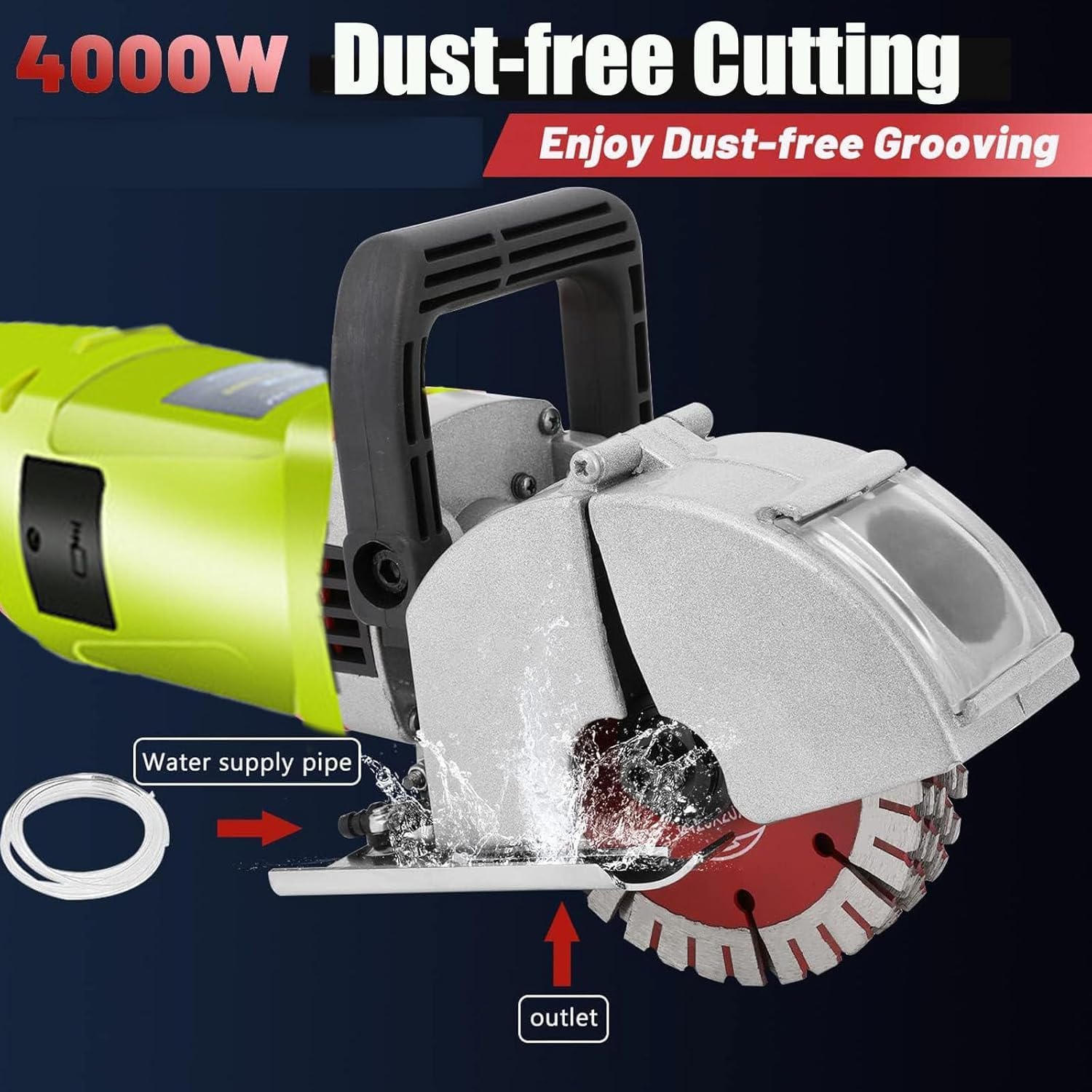 Chaser eléctrico de pared, máquina de corte de 4500 W para ranuras de pared de hormigón, 5 hojas de sierra de disco, 7500 RPM, corta hasta 36 mm de profundidad y 30 mm de ancho, ideal para granito y