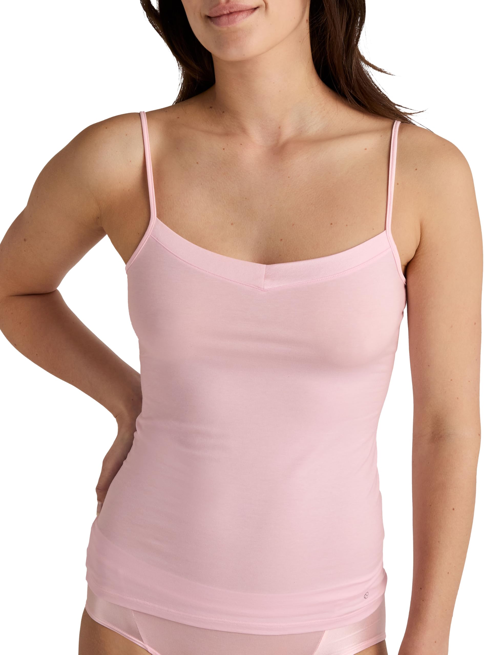 Calida Cate Spaghetti-Top Damen, mit Satin-Einsatz am Ausschnitt, verstellbare Träger