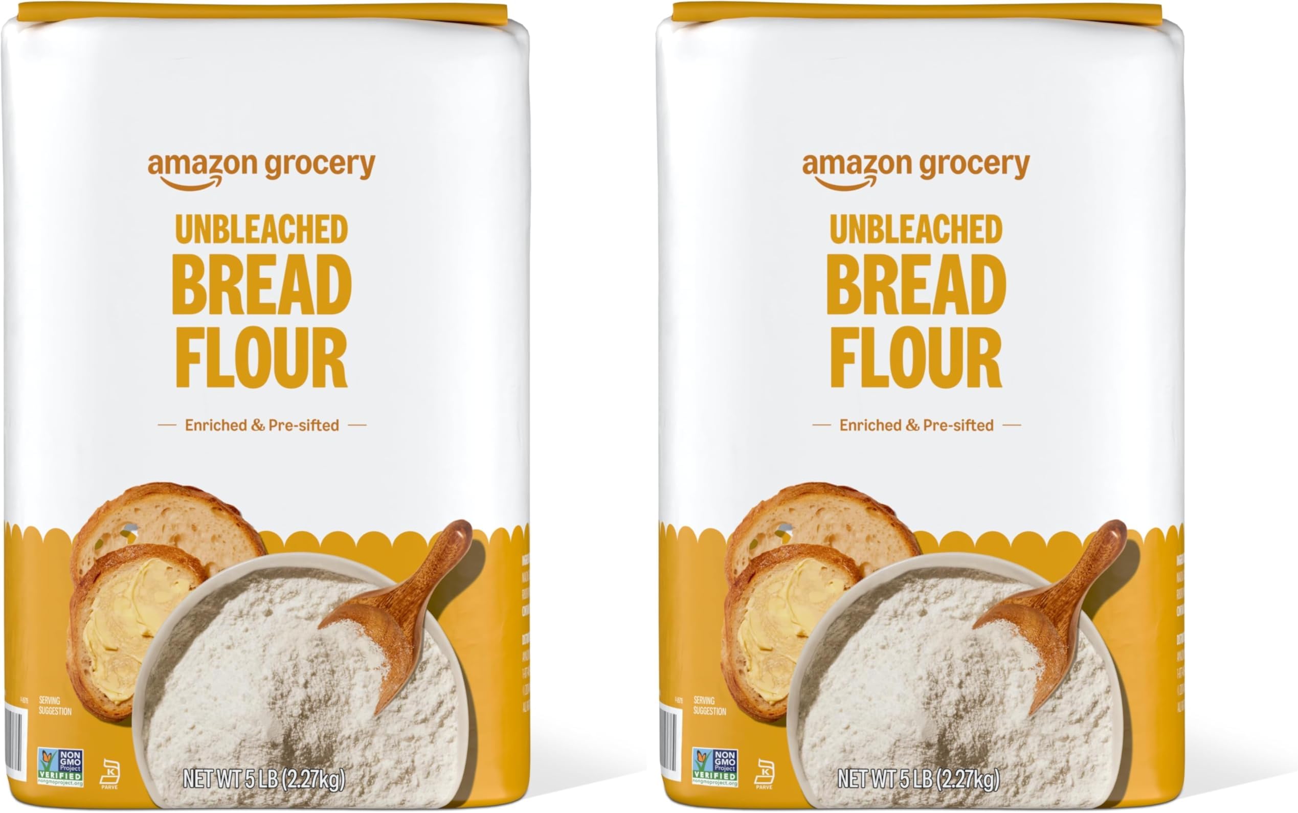 Amazon Fresh, Enriched Bread Flour, Unbleached, 5 Lb (Pack of 2)