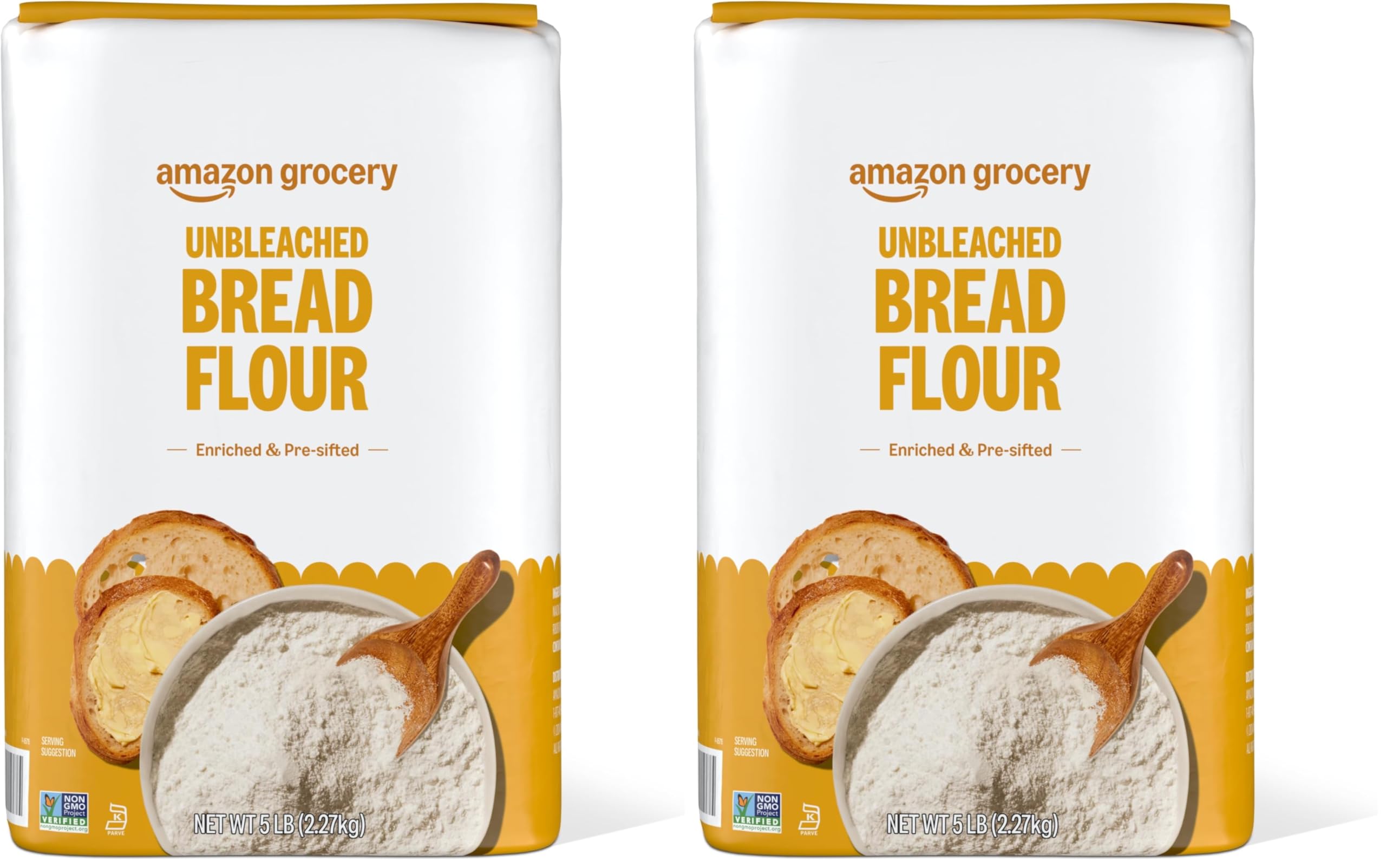 Amazon Fresh, Enriched Bread Flour, Unbleached, 5 Lb (Pack of 2)