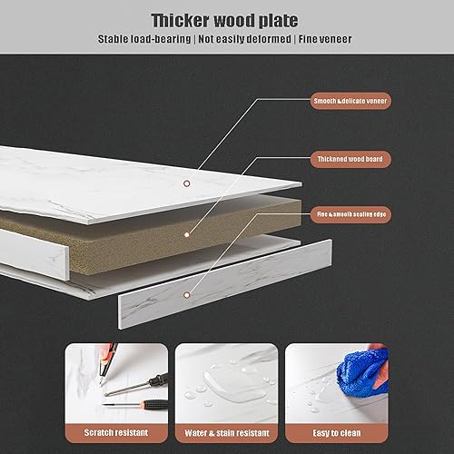 Miniatura 5 de HM&DX Mesa auxiliar moderna de mármol sintético, mesa de centro ovalada, mesa de centro de madera con almacenamiento abierto, mesa auxiliar