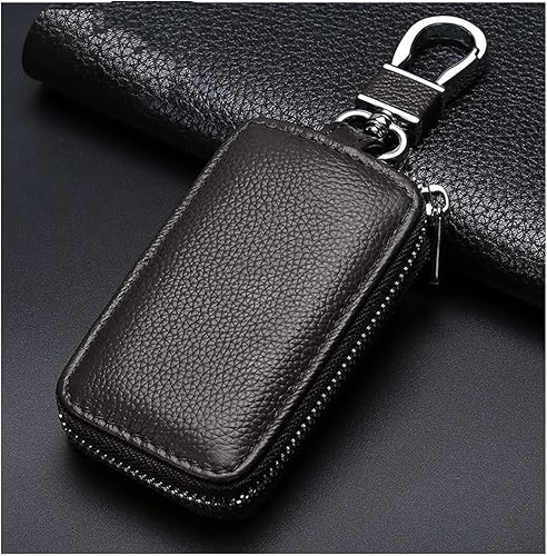 BESULEN Funda para llaves de coche, funda de cuero café para llavero con protector de llavero