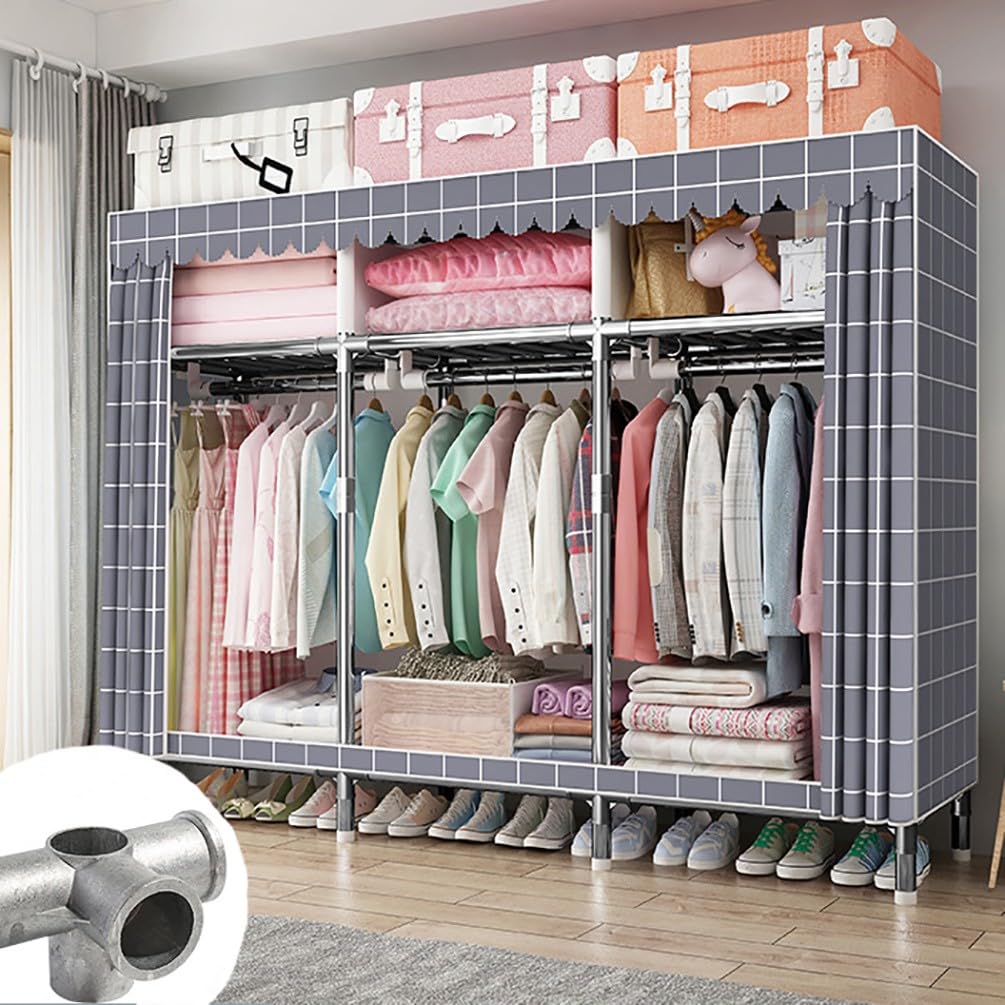 Fabric Wardrobe - Portable Closet with Nonwoven Cover for Bedroom, Clothes Rails, Hanging Wardrobe Organizer for Home