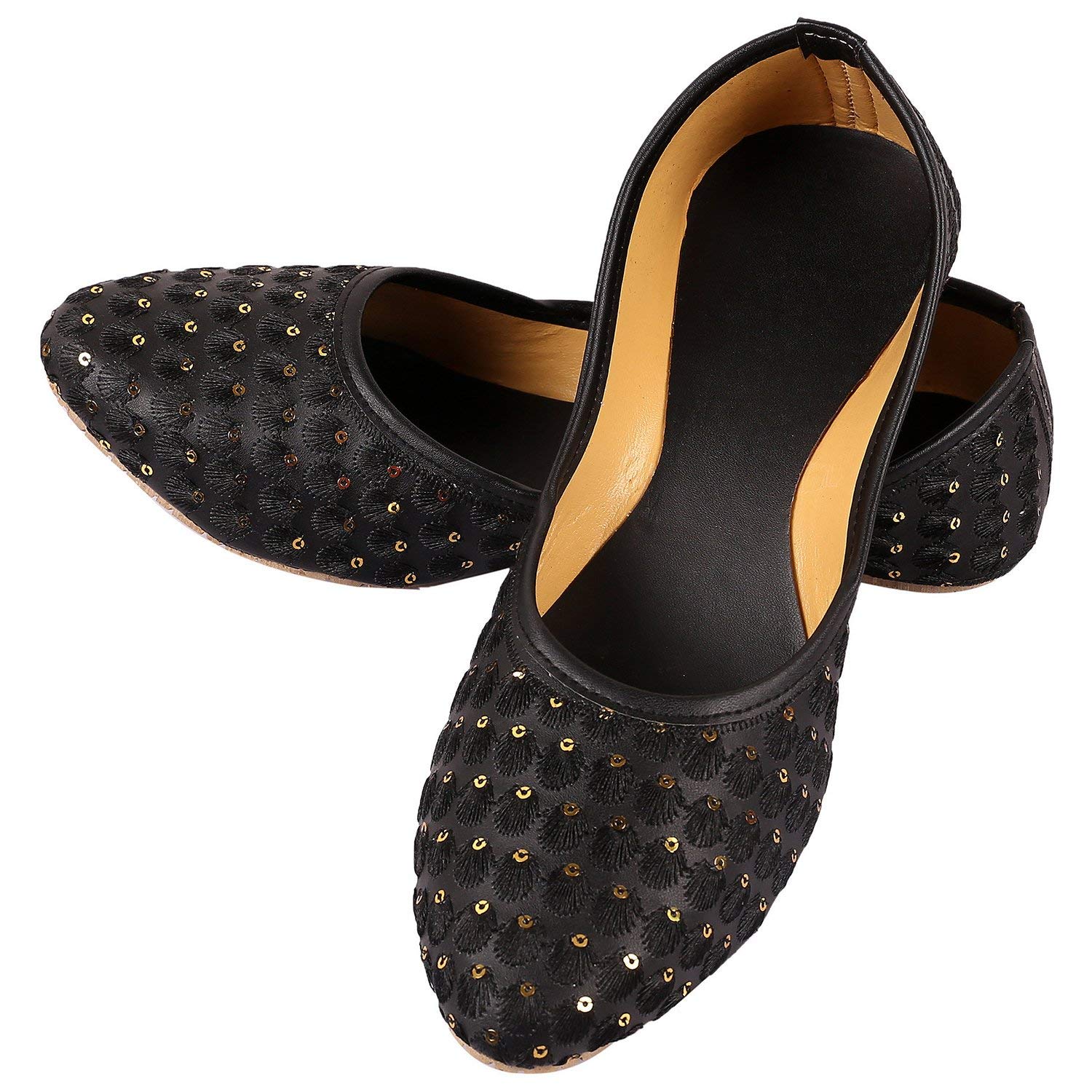 Indian Handicraft Synthetic WomenGirls Flat/Jutti Black Color (4 UK) (B0828PFMSJ) Amazon Price History, Amazon Price Tracker