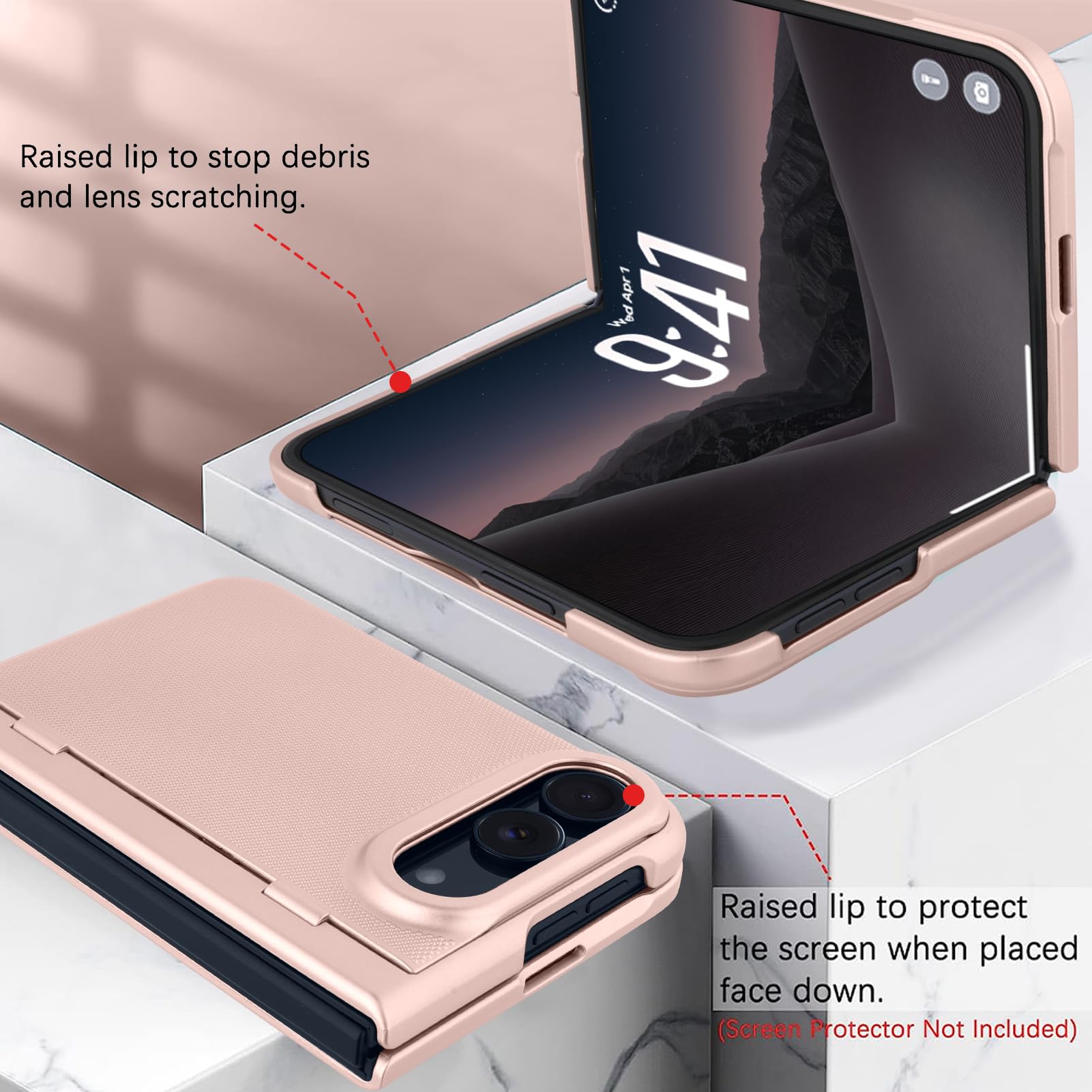 tharlet Coque Magnétique Compatible iPhone Duo avec Support - Or Rose