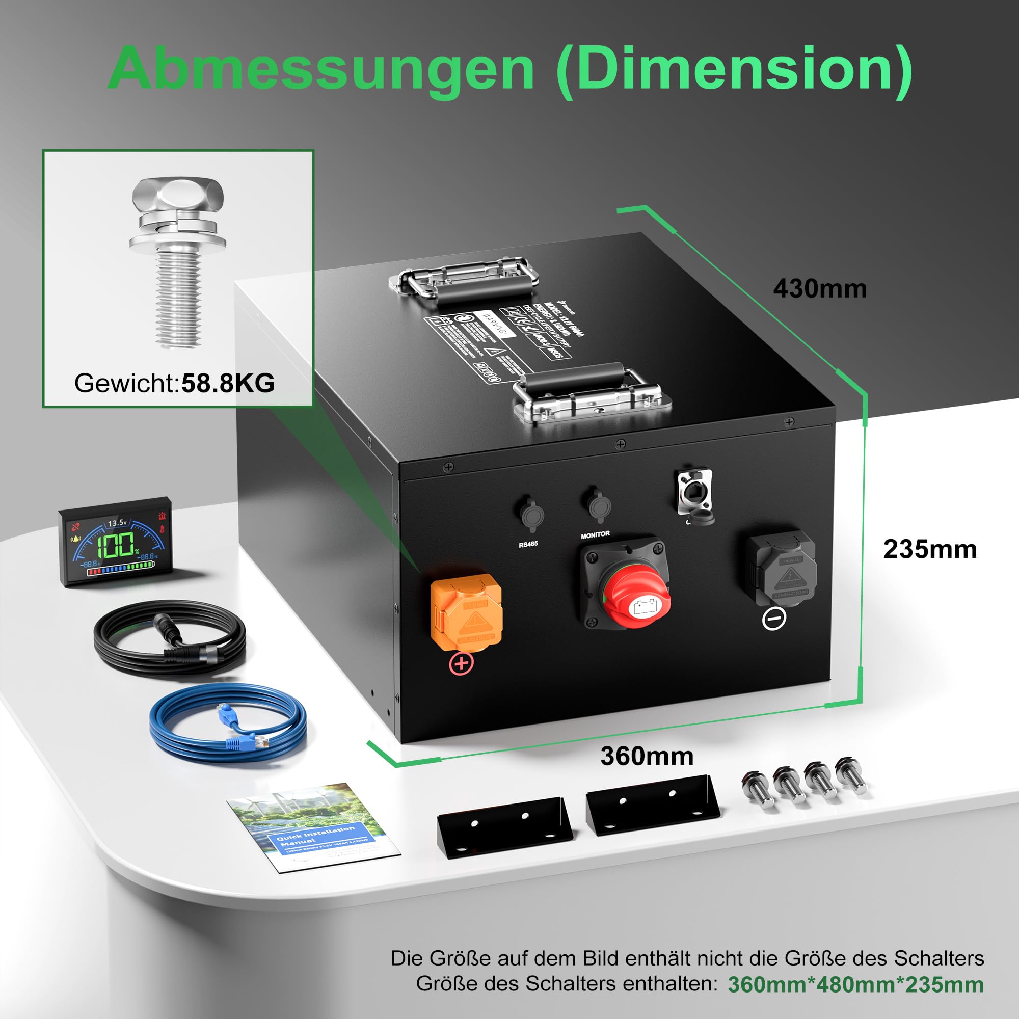 Confezione da 2 batterie al litio LiFePO4 da 12 V 640 Ah per camper, con Bluetooth BMS da 300 A, protezione a bassa temperatura, 8192 Wh di energia utilizzabile, oltre 8000 cicli per pannello solare