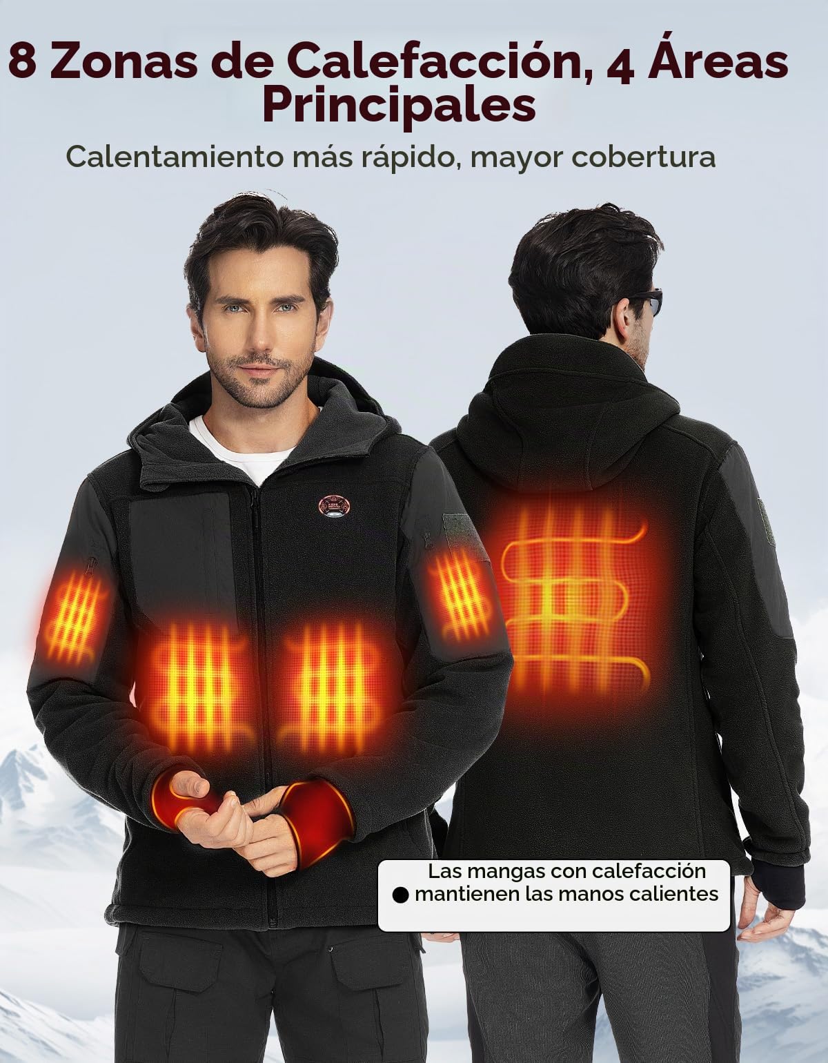 KEMIMOTO Chaqueta Moto Calefactable Hombre, con Mando a Distancia, Chaqueta Térmica Táctica Batería de 20000 mAh, 8 Zonas de Calentamiento