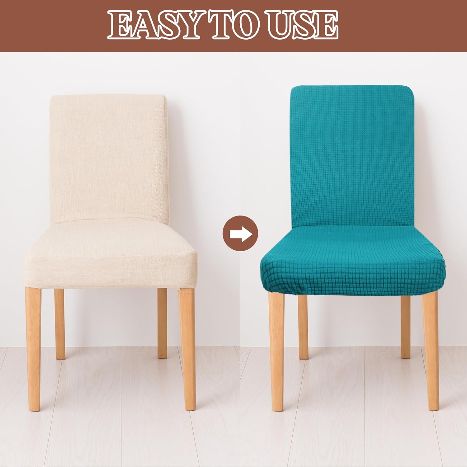 uxcell 4Pcs Dining Room Chair Covers, 46-52cm Soft Stretch Removable Parson Chair Slipcover Seat Protector Cover for Home Kitchen Hotel Restaurant, Navy Blue