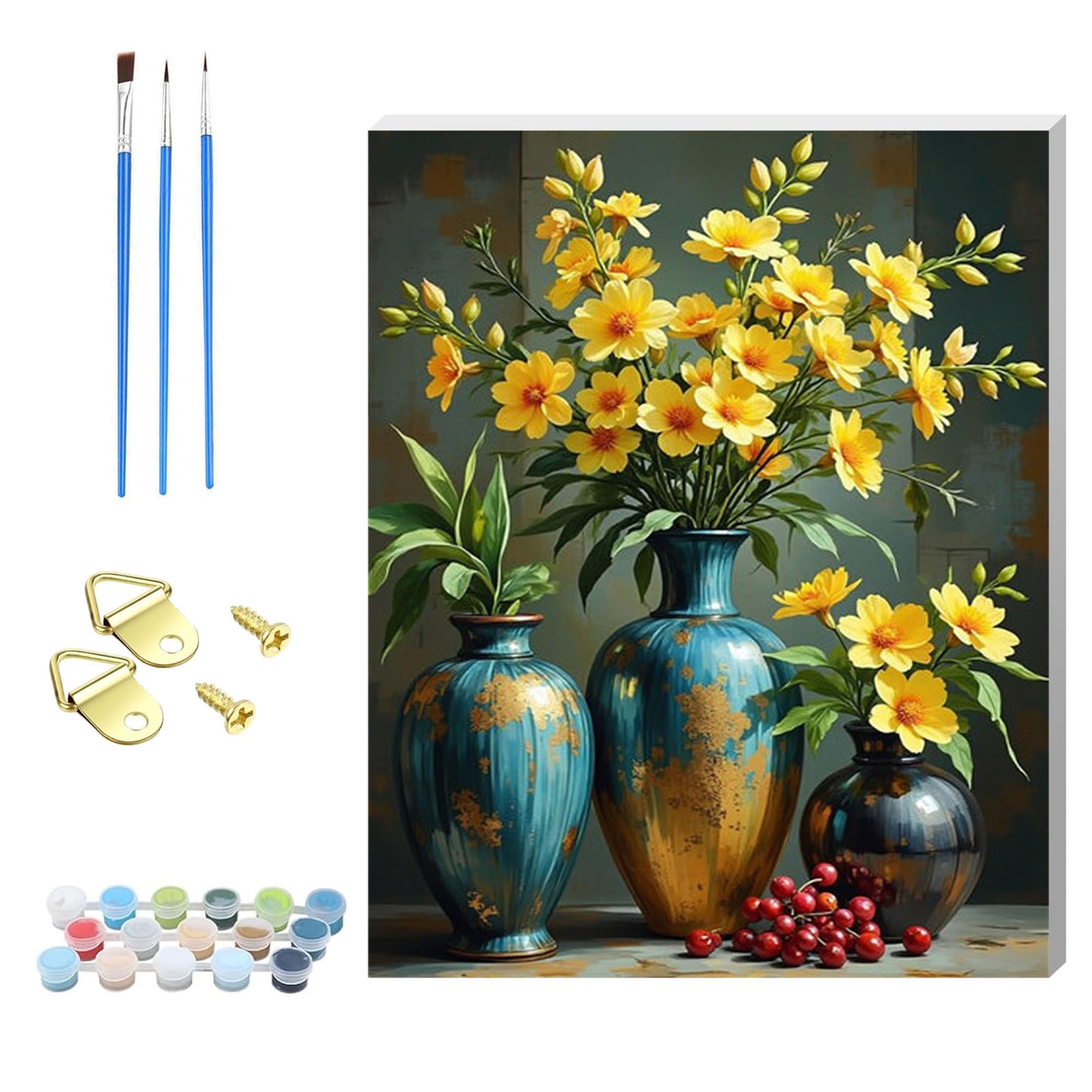 Nanjdian Flower Diy Paint By Number For Adults,Wooden Framed Painting Kits For Adult,Easy Color By Numbers Acrylic,Small Paint By Number Canvas Crafts Watercolor For Beginner Room Decor (Flower)