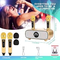 SDRD Bluetooth Karaoke Rendszer 2 Vezeték Nélküli Mikrofonnal, 200W Hordozható Hangszóró, USB/TF/AUX Bemenet, Otthoni és Kültéri Bulikhoz 6