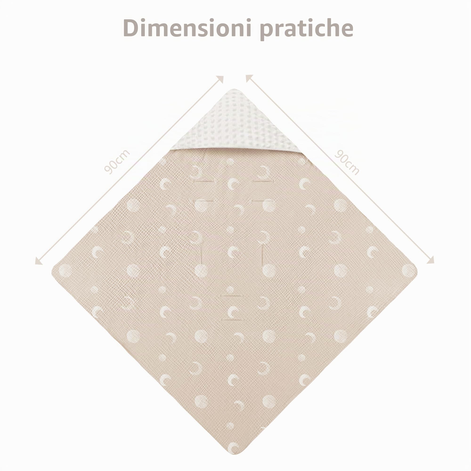 bearmoss Baby Coperta per Passeggino 90 x 90 cm Ovetto Universale Coperta Neonato per Seggiolino Auto, Passeggino, Navicella, con Imbottitura (Albicocca luna)