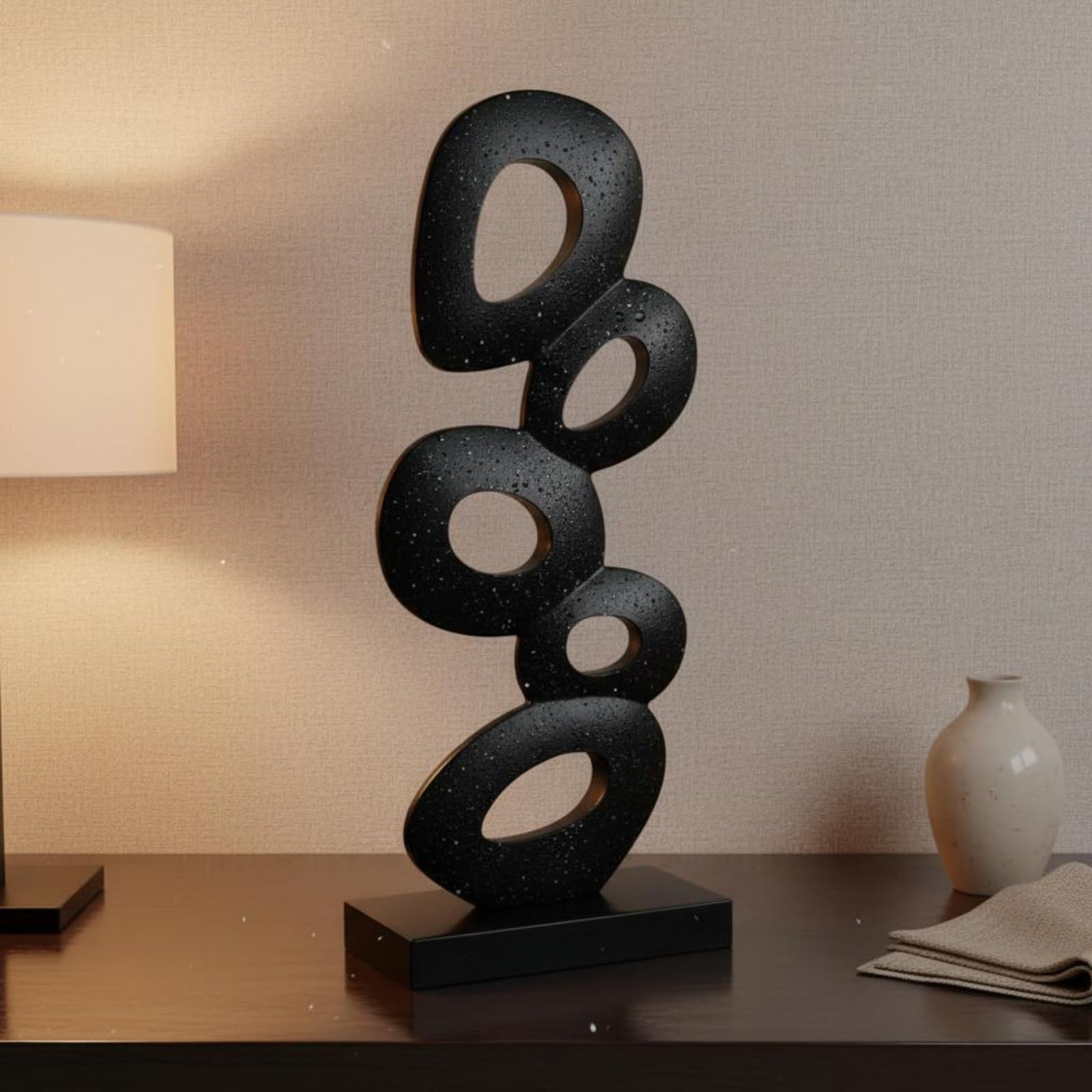 Geometrische Stekulptur Minimalistisch Abstrakte Formenlehre-Dekofigur Modernes Design Dekoskulptur für Wohnzimmer, Schlafzimmer, Arbeitszimmer, Schwarz