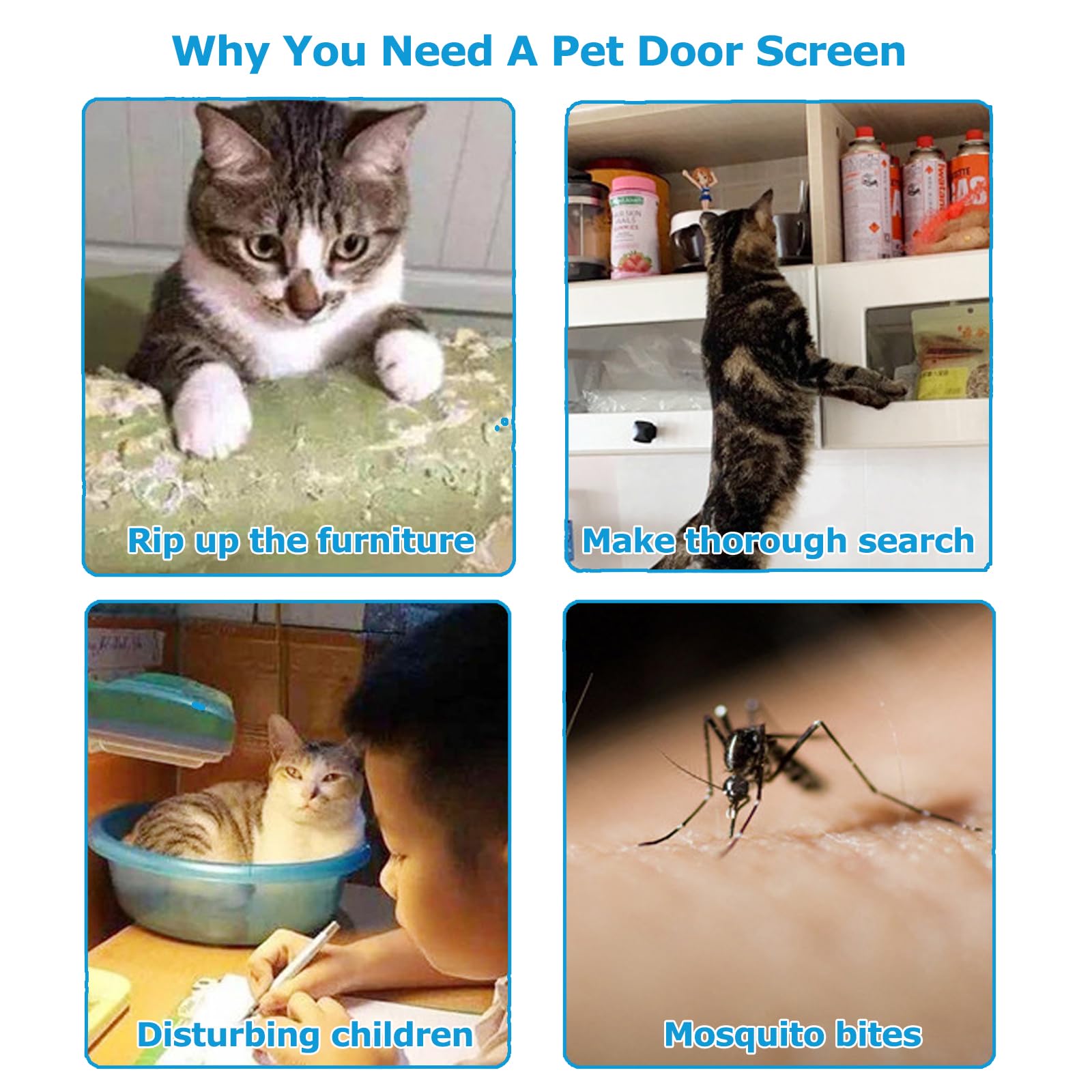 SOONHUA Cat Screen Door Fits Door Size 90cm x 200cm, Heavy Duty Pet Screen Doors - Image 3