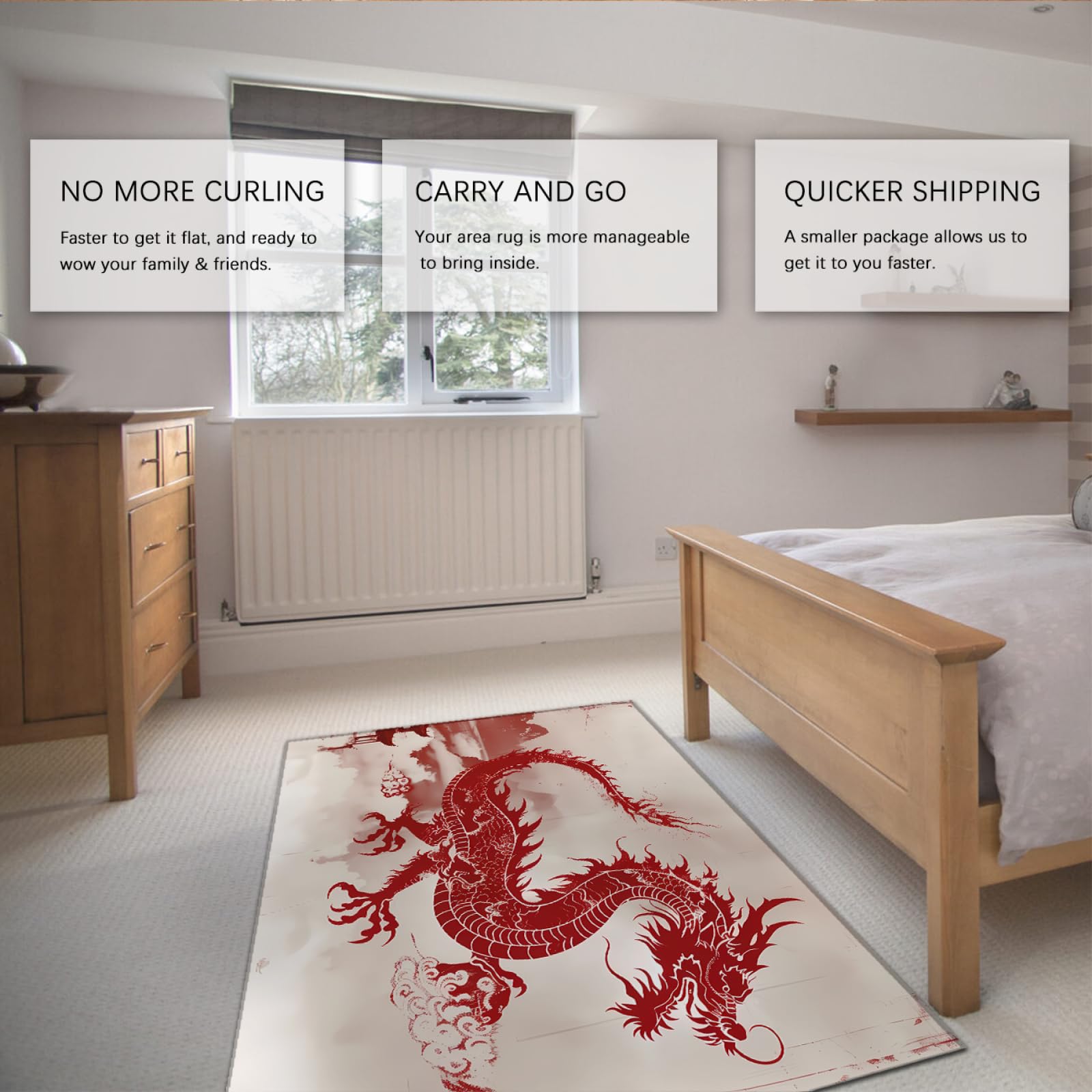 Tappeto Red Dragon 80x150cm Tappeti artistici da taglio della carta tradizionali asiatici per soggiorno Tappeto vintage moderno per l'arredamento dell'ufficio domestico