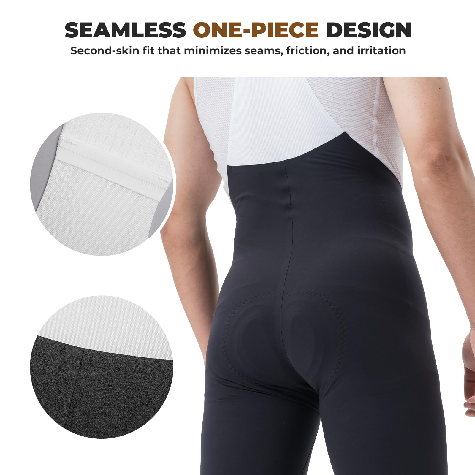 ROCKBROS Salopette Ciclismo Uomo Estivo, Pantaloni Lunghi a Bretella Bici con Fondello Senza Cuciture Imbottiti Traspirante Elastico e Asciugatura Rapida, per MTB Bici da Strada Bicicletta