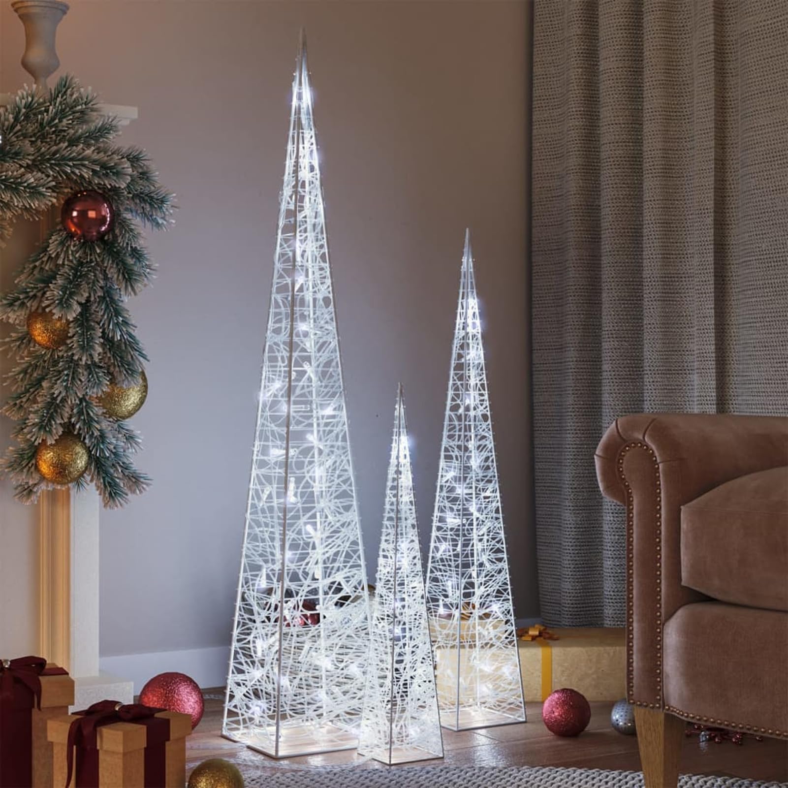 Cono de luzdecorativo acrílico Blanco frío 60/90/120 cm, LAPOOH Luces Fiesta, Luces Arbol Navidad Exterior, Navidad Decoración, Luces De Navidad - 328972