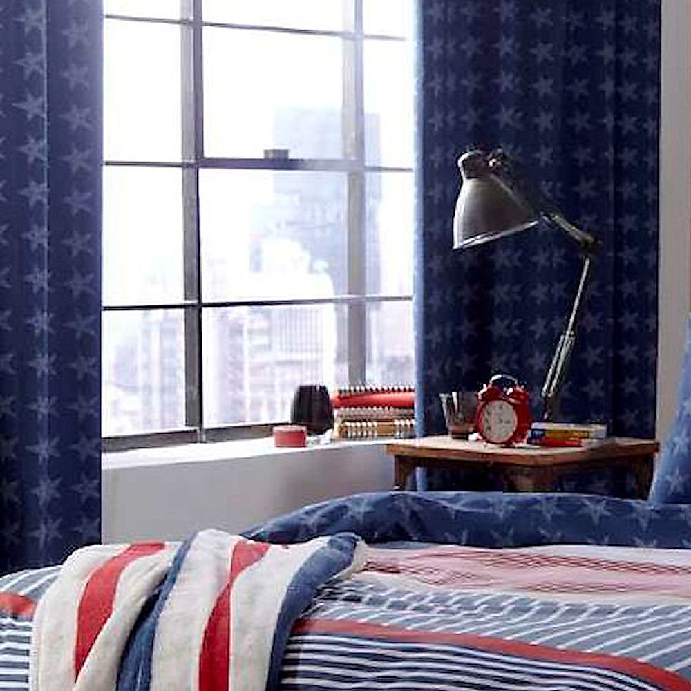 Stars and stripes Blue Curtains - Tab Top 66 x 72 Inch blue