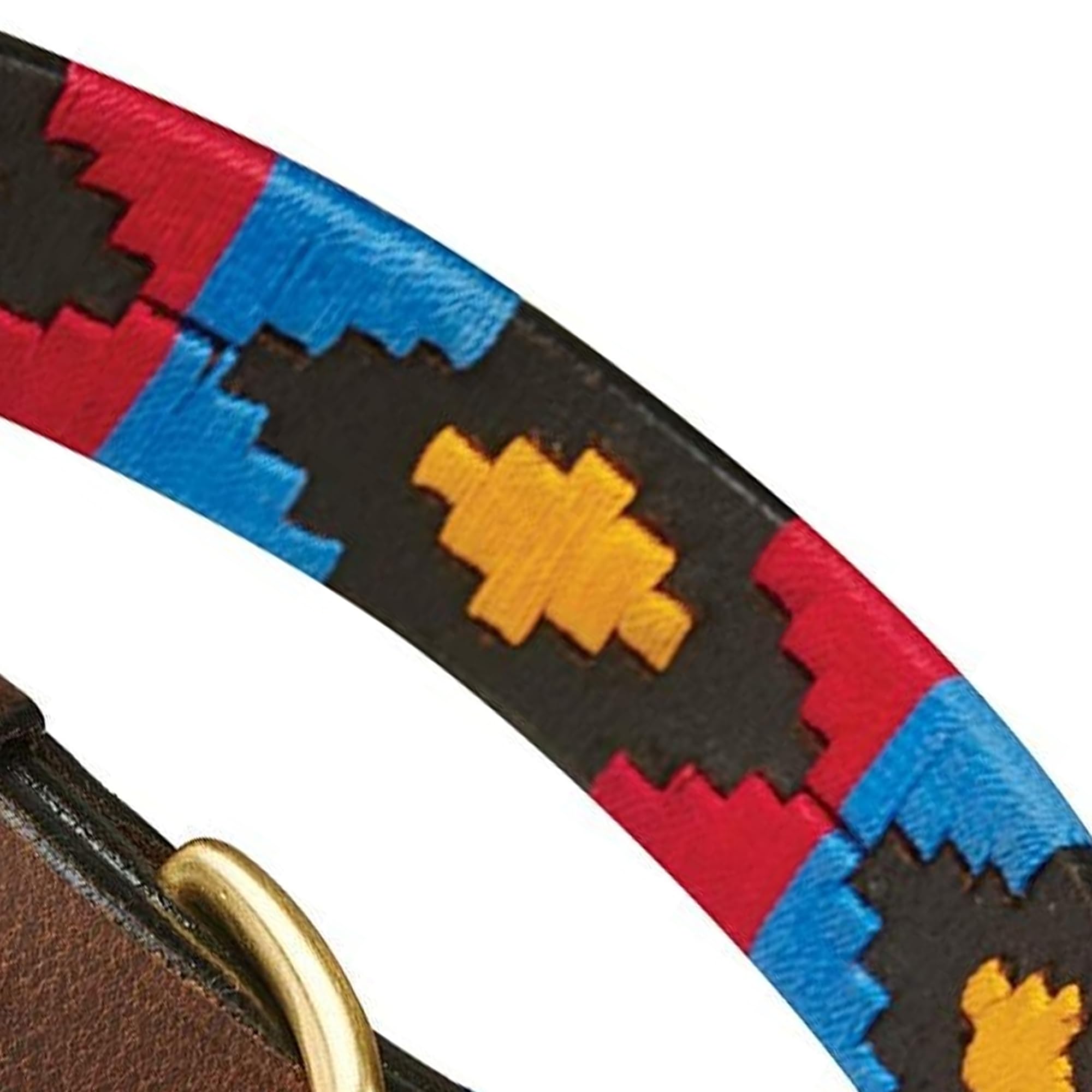 WeatherBeeta Polo Leather Dog Collar, Beaufort Brown/Emerald/Pink/Bl, Xxlarge - Image 2