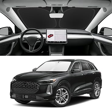 Custom Fit Windshield Sun Shade for Audi Q5 2018-2026, Blocks UV & Heat, Front Window Sunshade Accessorie, Easy Fold & Store Keep Your Car Cooler