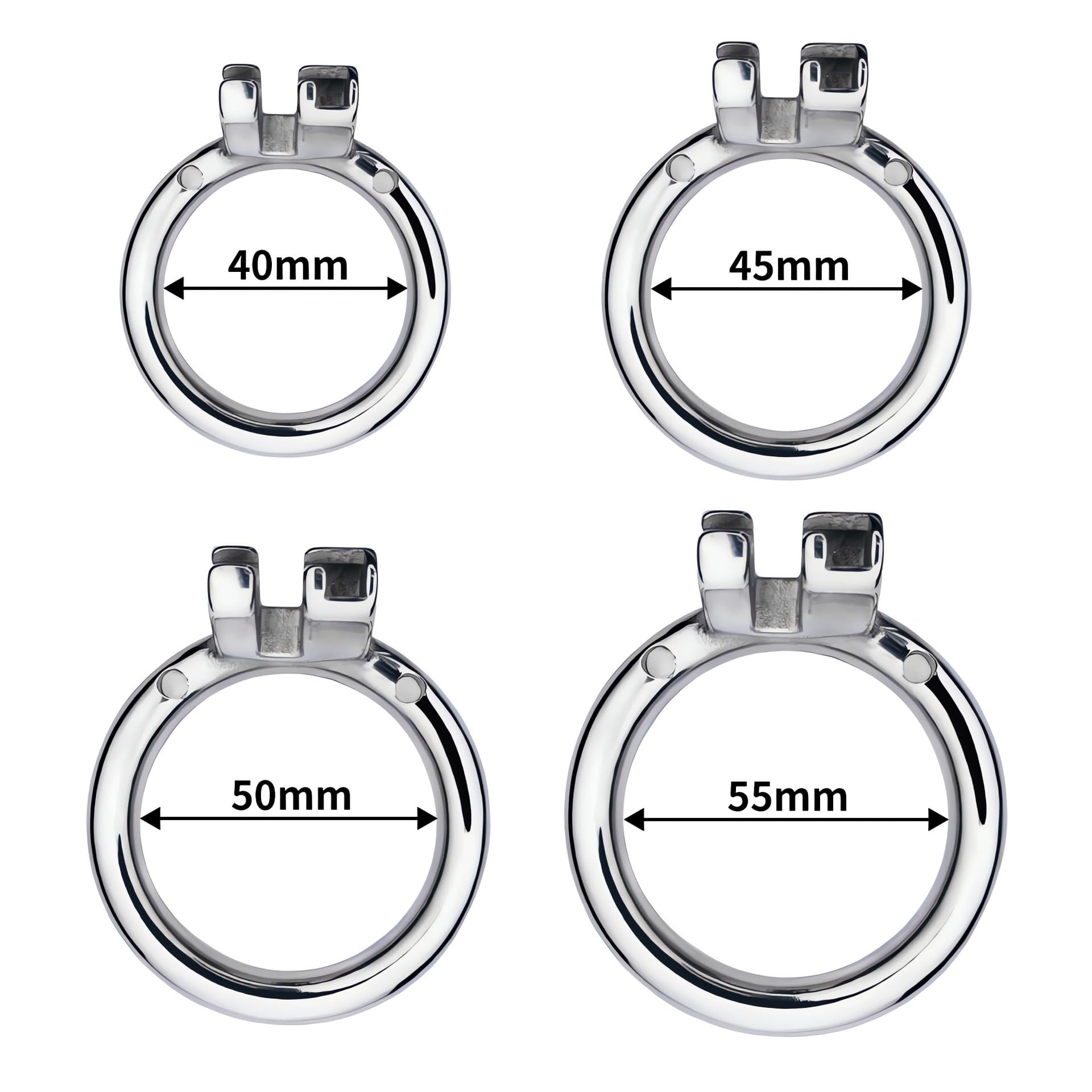 AAKOMA Cage de chasteté masculine en acier inoxydable, dispositif de verrouillage de chasteté creux négatif, jouets stimulation sexuelle, cage à pénis, jouet sexuel (anneau de base circulaire 50 mm)