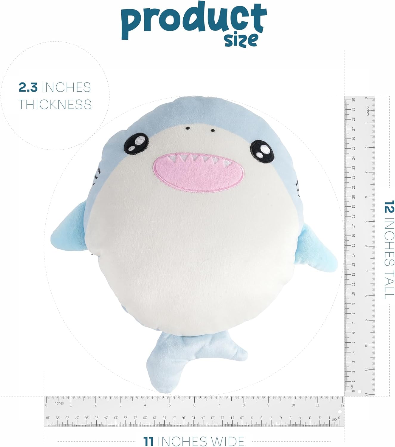 Primo Lines Shark Microwavable Heating Pads for Cramps - Portable Heating Pad for Period Cramps, Soft Cordless Period Pain for Teens & Women | Cute Stuffed Animals Plushies Gift