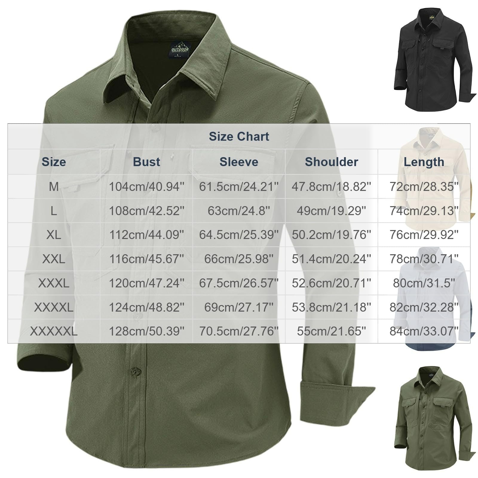 Generisch Hemd Herren Langarm Outdoor Wanderhemd Atmungsaktiv Funktionshemd