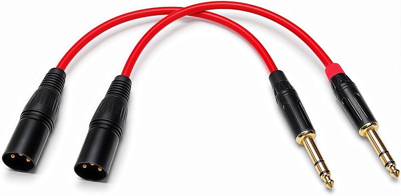 XLR to 1/4 TRS Balanced Cable 1ft 2-Pack, OFC Triple Shielded Noise-Free Microphone Cable, for Focusrite, Behringer, Yamaha, Mackie, Studio Recording, Patch Bay, Live Sound